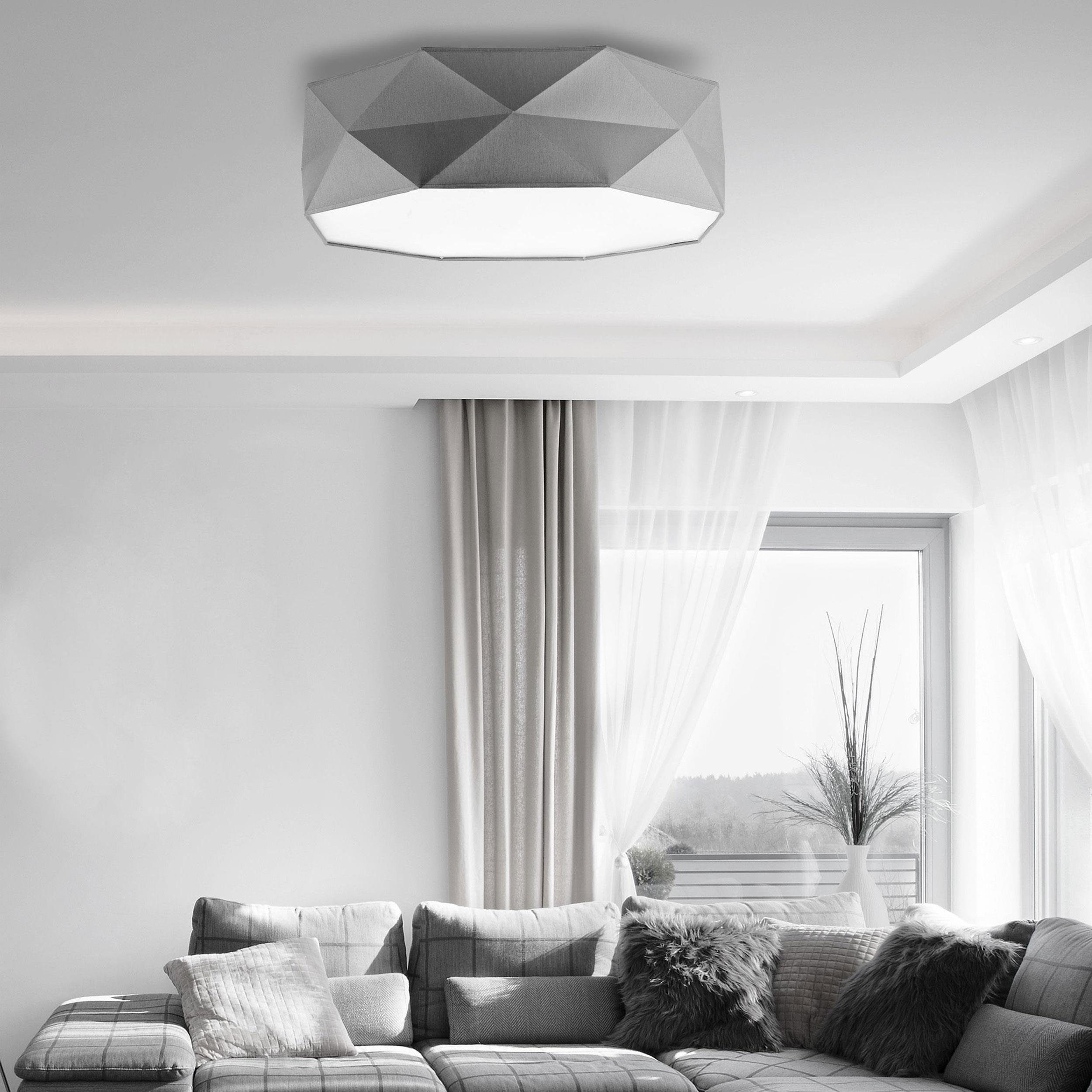 Blende ohne Ideas Home Leuchtmittel, Form Deckenleuchte in E27, mit 4 flammig Stoffschirm Cosy geometrisch geometrischer Tageslichtweiß, Deckenleuchte Deckenleuchte