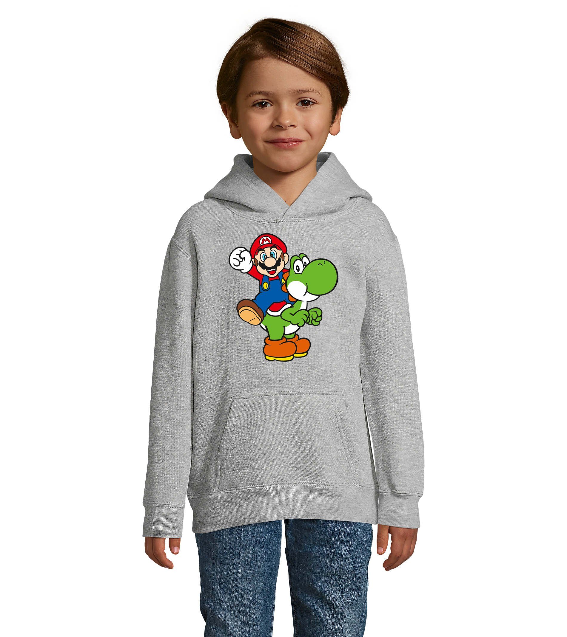 Blondie & Brownie Mario Konsole Yoshi & Super Kaputze Grau Kinder Nintendo mit Hoodie Luigi