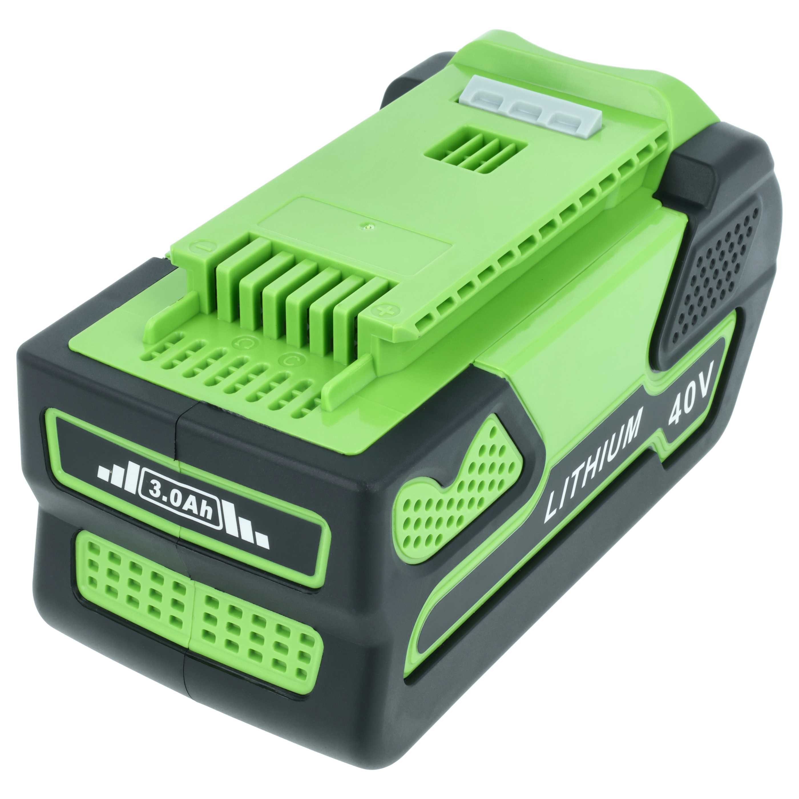 vhbw passend für Greenworks 2605302, 40V 17, 40V 16, 40V 15, 40V 14, 40V 12 Akku Akku Li-Ion 3000 mAh (40 V, 1 St), Leistungsfähiger Austausch-Akku für Rasenmäher Akku-Gartengerät