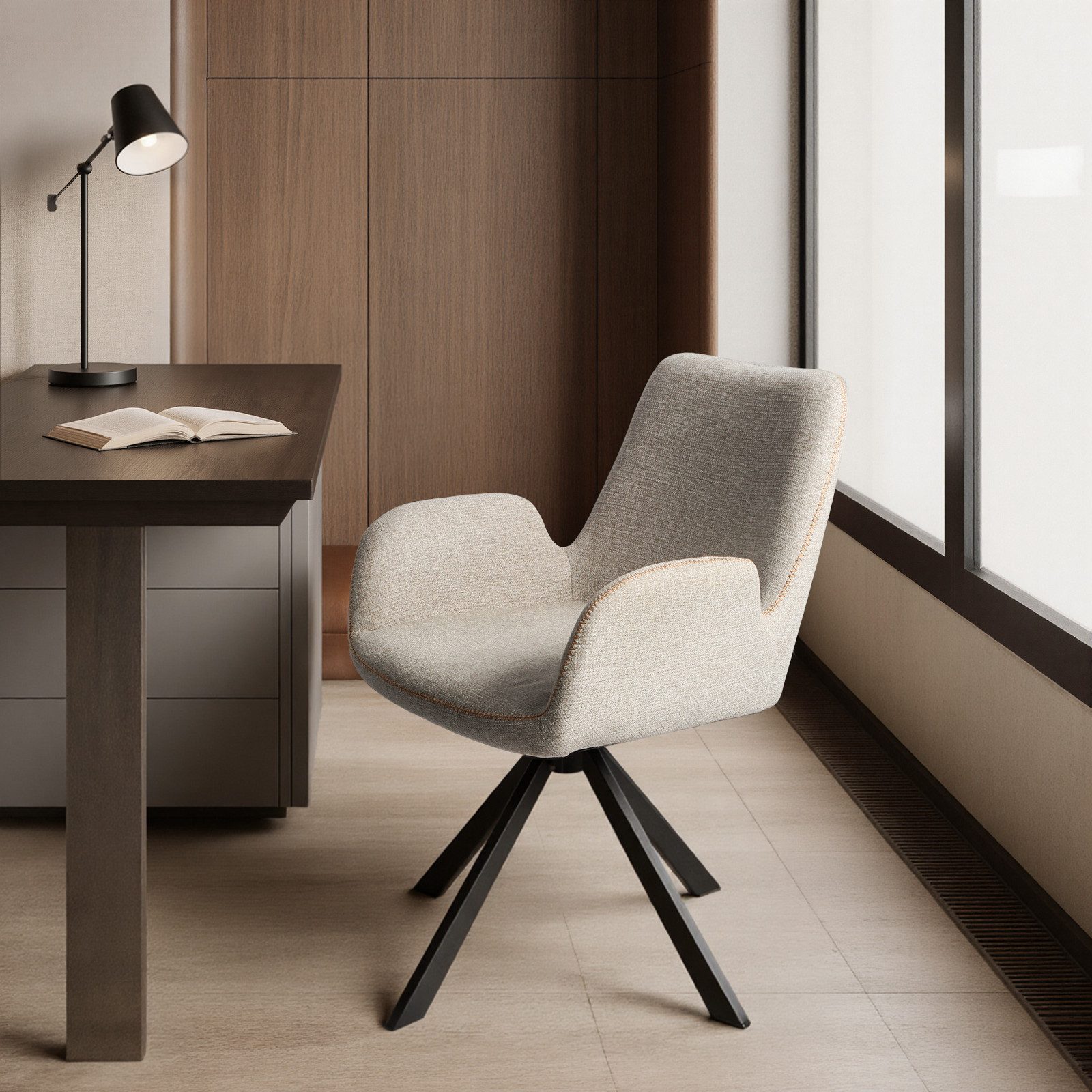 HOMAVO Esszimmerstuhl Stuhlset mit Ammlehnen in Drehbar Vintage-Look (2 St), EN 12520 geprüft, Armlehnen, ergon. Rückenlehne, 360° Drehung