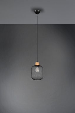 TRIO Leuchten Pendelleuchte CALIMERO, ohne Leuchtmittel, mit Holz-Deko, E27 Leuchtmittel frei wählbar, Ã˜ 18cm, Abhängung 150cm