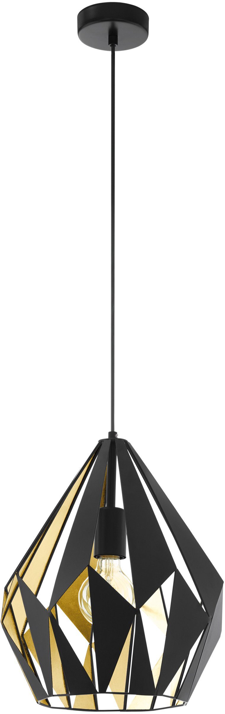 EGLO Pendelleuchte CARLTON 1, ohne Leuchtmittel, Vintage Pendellampe, 1 flammig, Drahtgeflecht, Industrial, 110x31cm