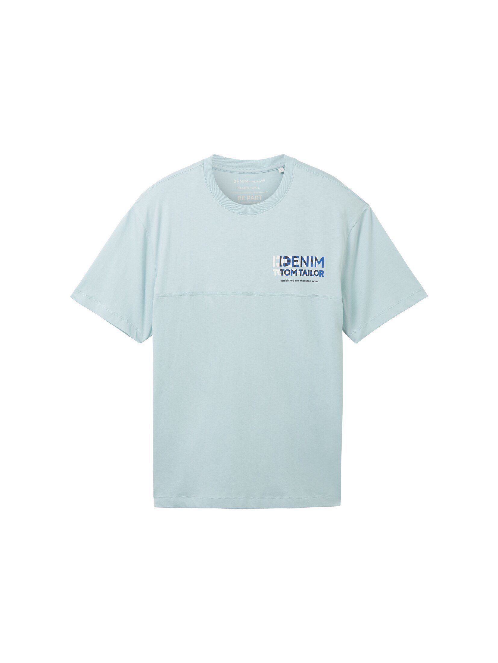 TOM TAILOR Denim T-Shirt T-Shirt dusty mint Bio-Baumwolle blue mit
