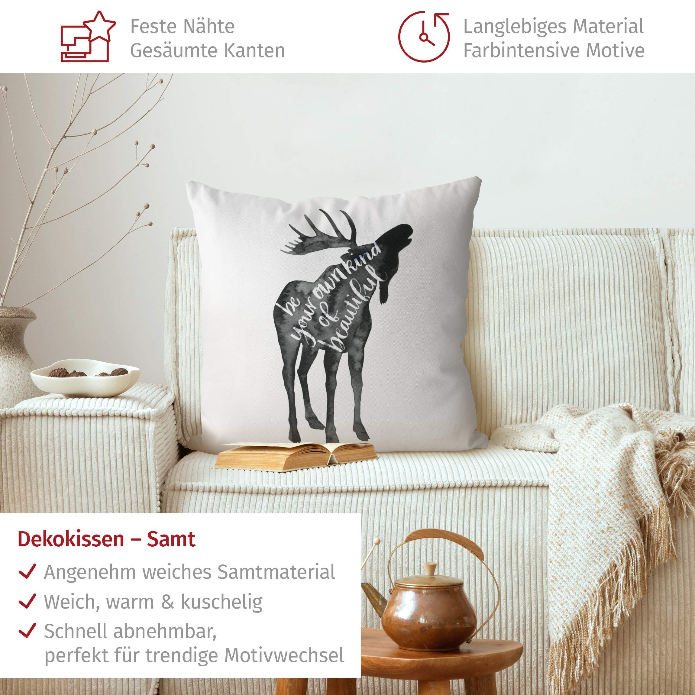 Bilderdepot24 Dekokissen drinnen Kissenhülle/ Sofakissen/ Zierkissen Kissenhülle weiss Tiere, Bezug Aquarell mit / ohne Füllung Zierkissen Kinderzimmer