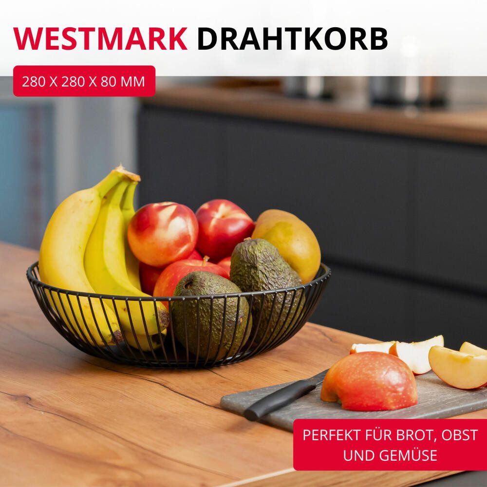 WESTMARK Obstschale mit zeitlosem Design – Metallkorb für Obst, Gemüse, Brot & Brötchen, Stahl, langlebig, lebensmittelecht, robust