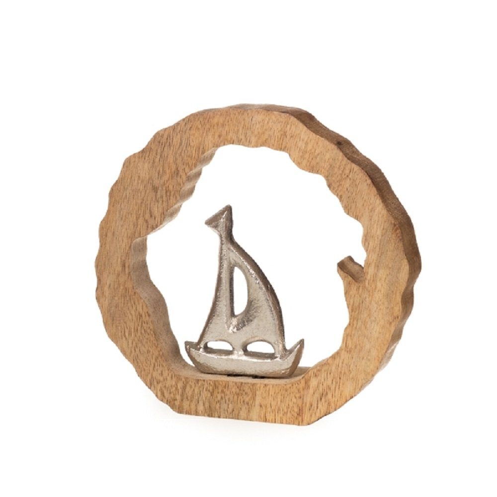 Dekoobjekt Aluminium Figur, Mangoholz Segler Deko aus maritime Segelboot Ring Ring, Linoows im im vernickeltem Segelboot,