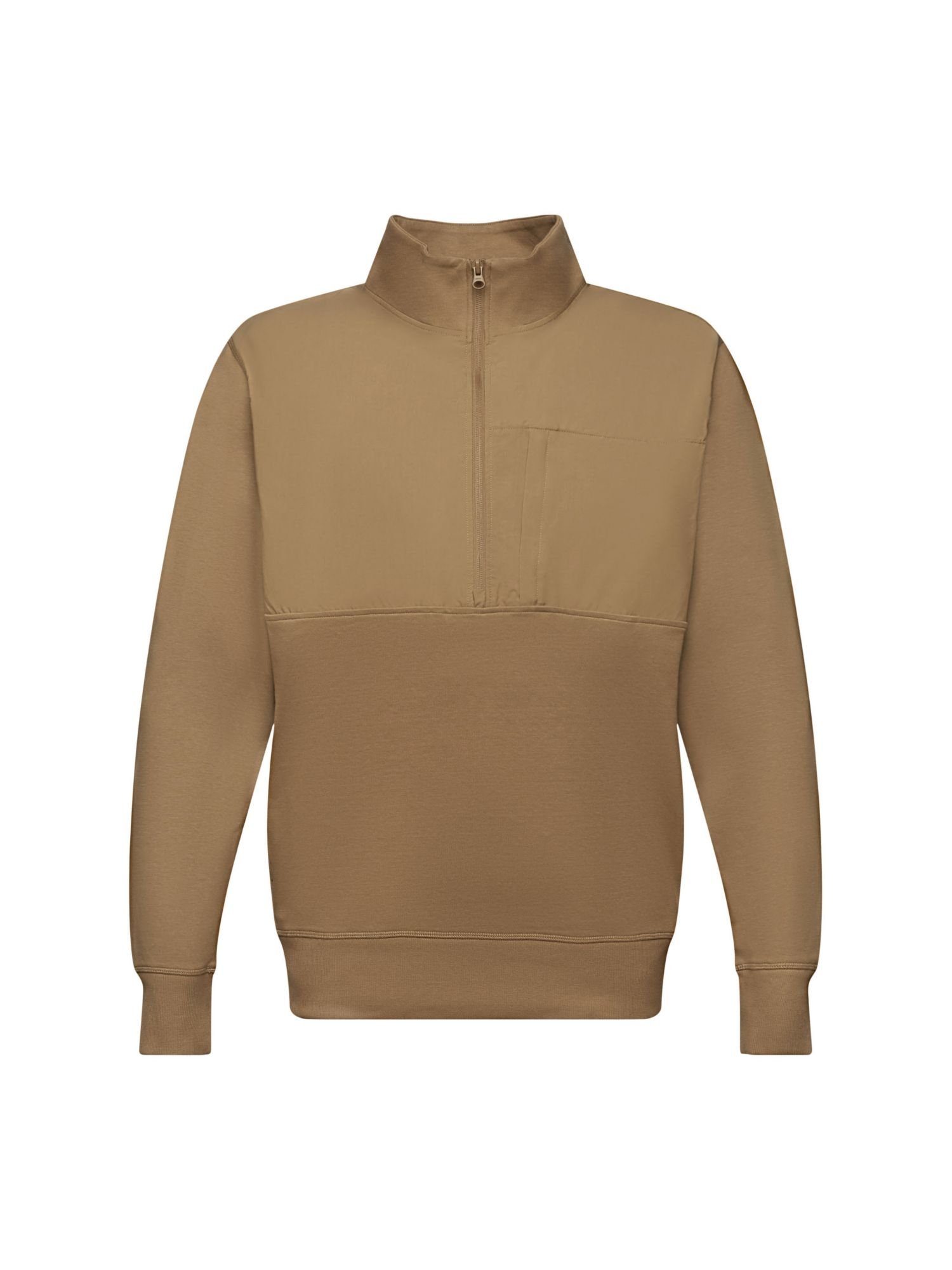 Esprit Sweatshirt Troyer-Sweatshirt aus Materialmix (1-tlg) BARK