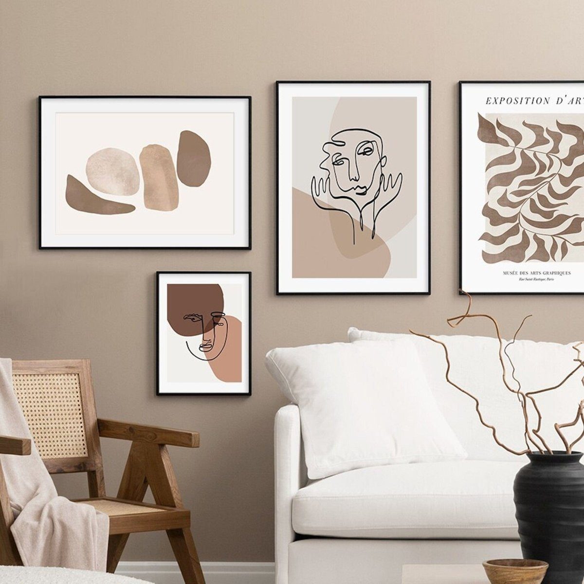 JUSTGOODMOOD Poster Gesichtslinien und Abstrakte Formen als Deko Print ohne Rahmen B 20 x, B (1 St)