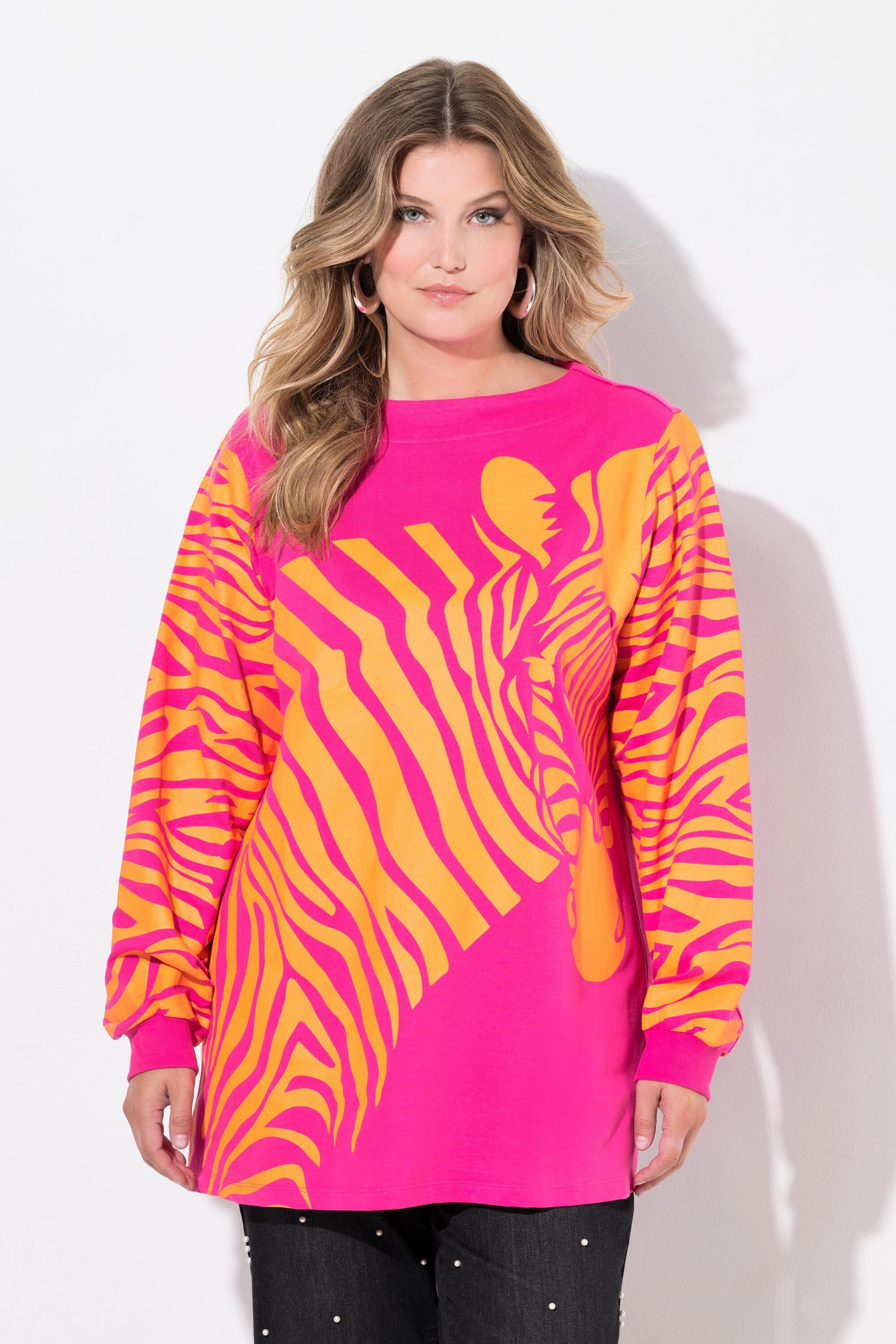 MIAMODA Sweatshirt Sweatshirt A-Linie Zebra-Muster weiter günstig online kaufen