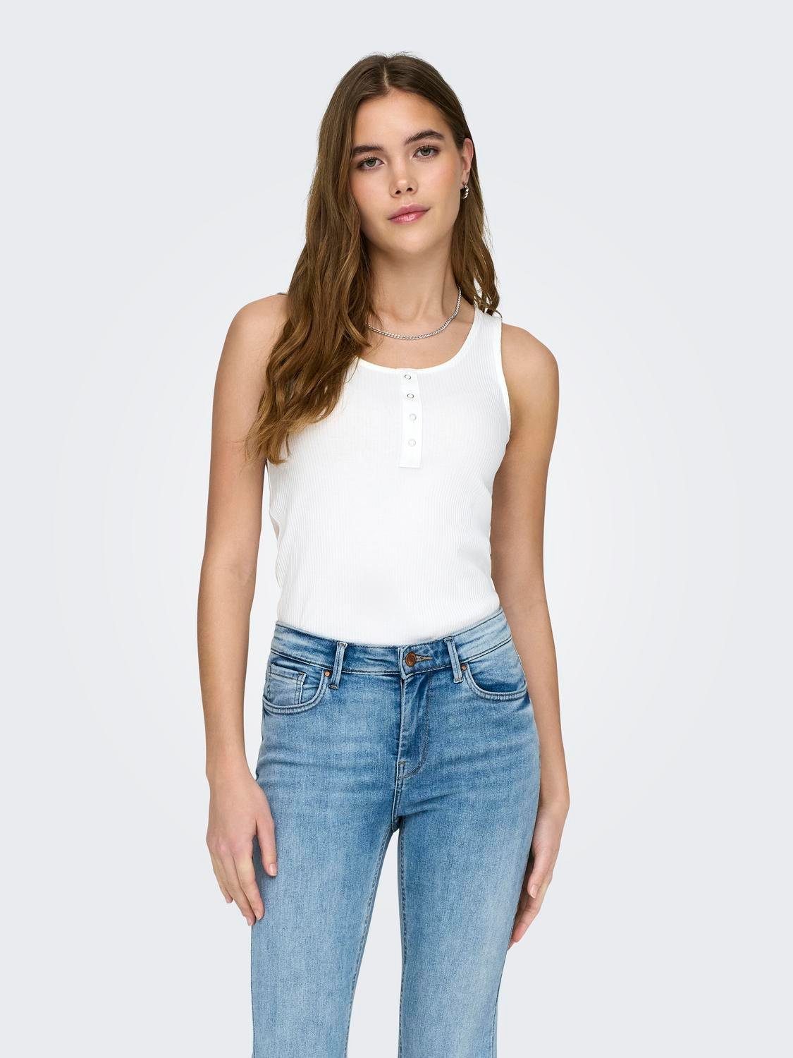 ONLY Ripptanktop ONLSIMPLE LIFE S/L BUTTON TOP JRS CS 2PK (Packung, 2-tlg) günstig online kaufen