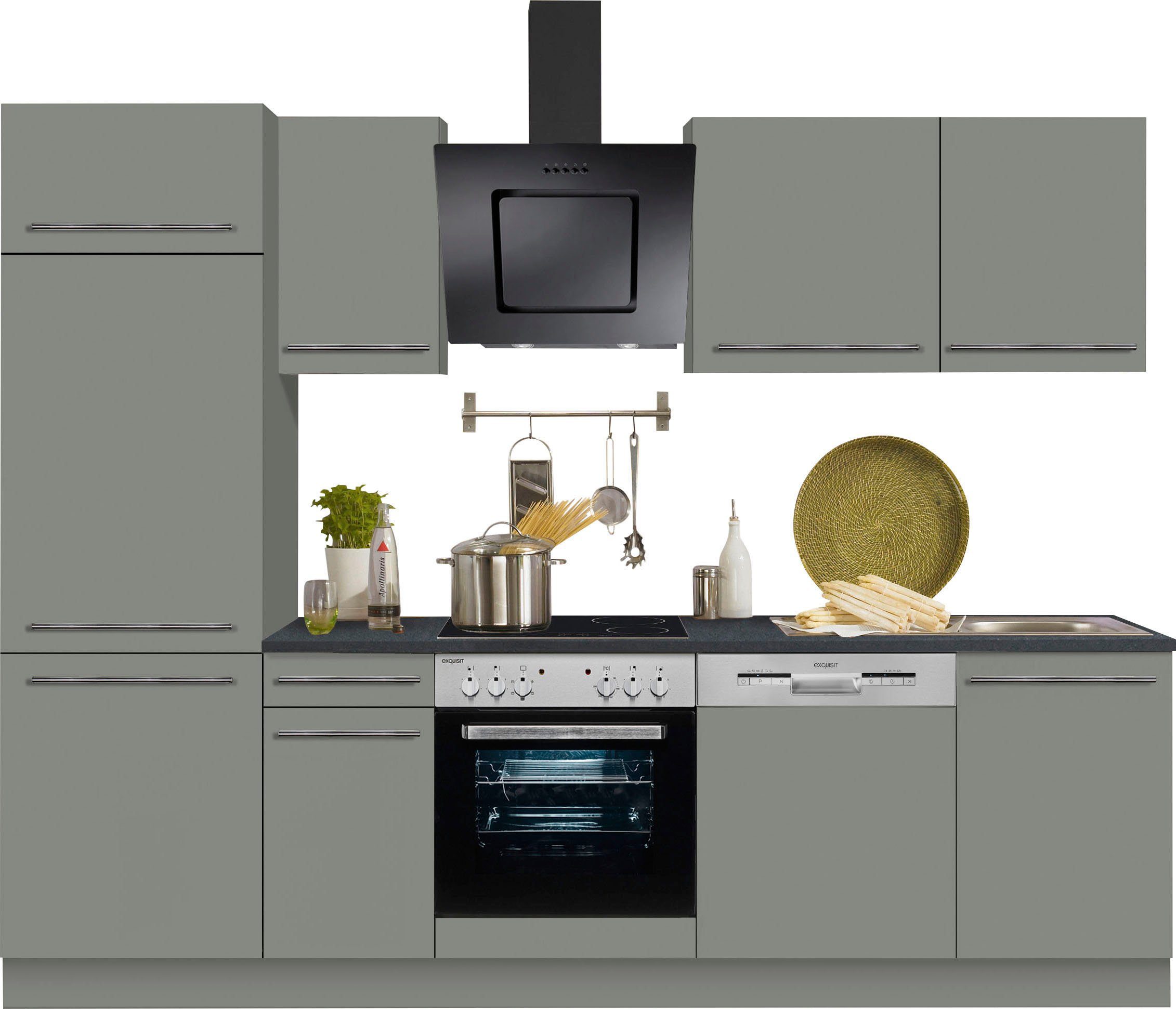 OPTIFIT Küchenzeile Bern, Breite 270 cm, gedämpfte Türen, wahlweise mit E-Geräten basaltgrau/basaltgrau-anthrazit | basaltgrau | grau