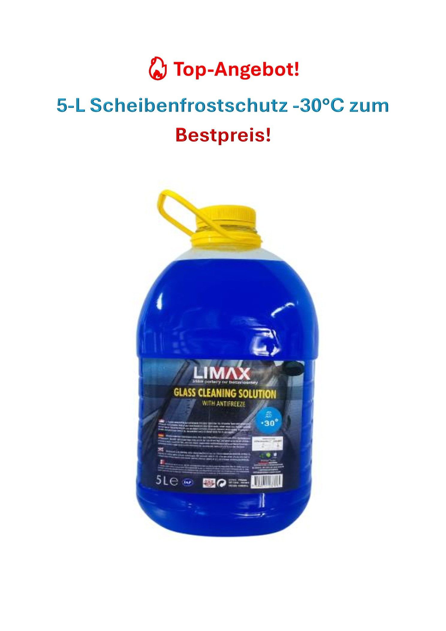 Paket.ag Scheibenfrostschutz -30°C Fertigmischung für Scheibenwaschanlage, 5 Liter, 5 St.