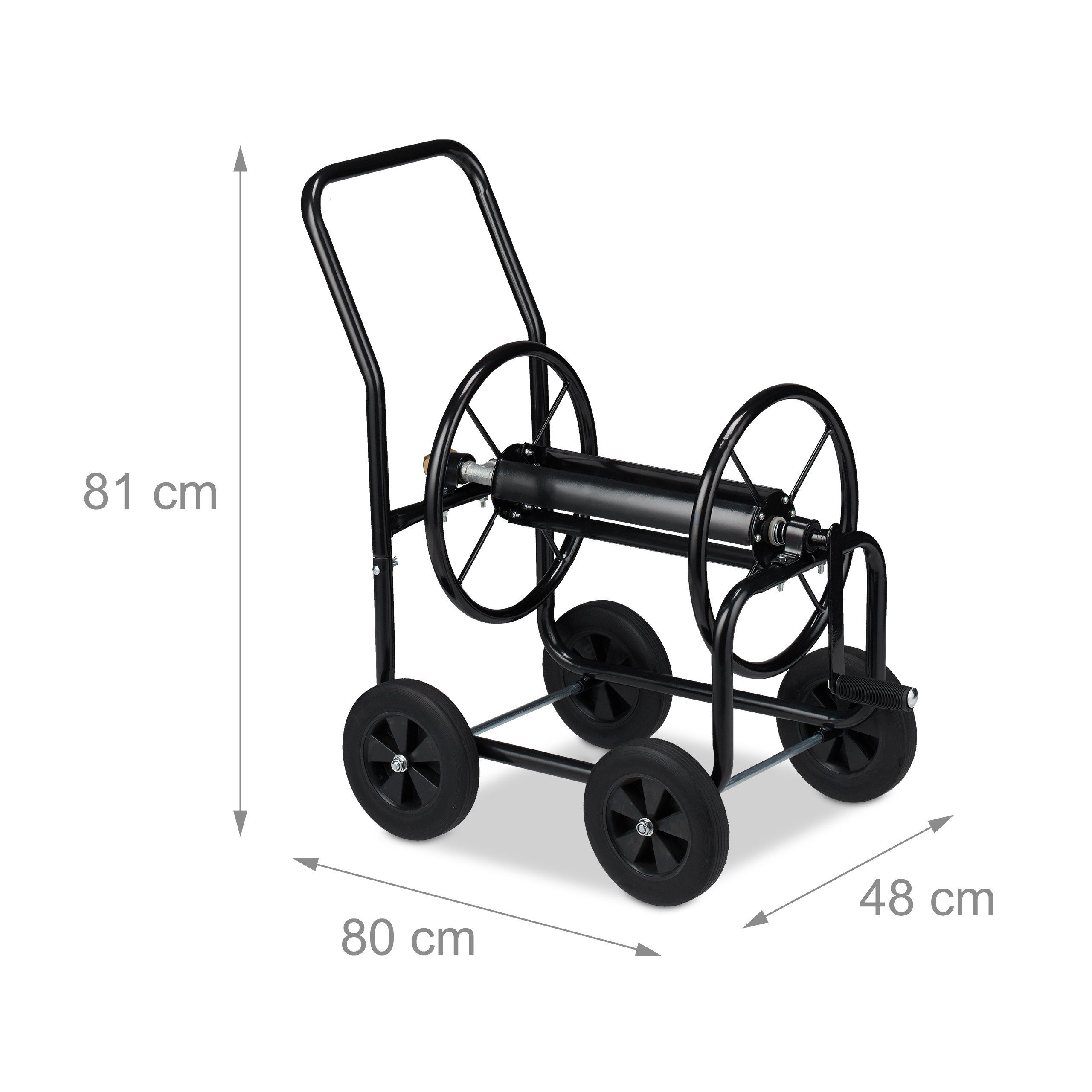 relaxdays Schlauchhalterung Schlauchwagen Metall schwarz