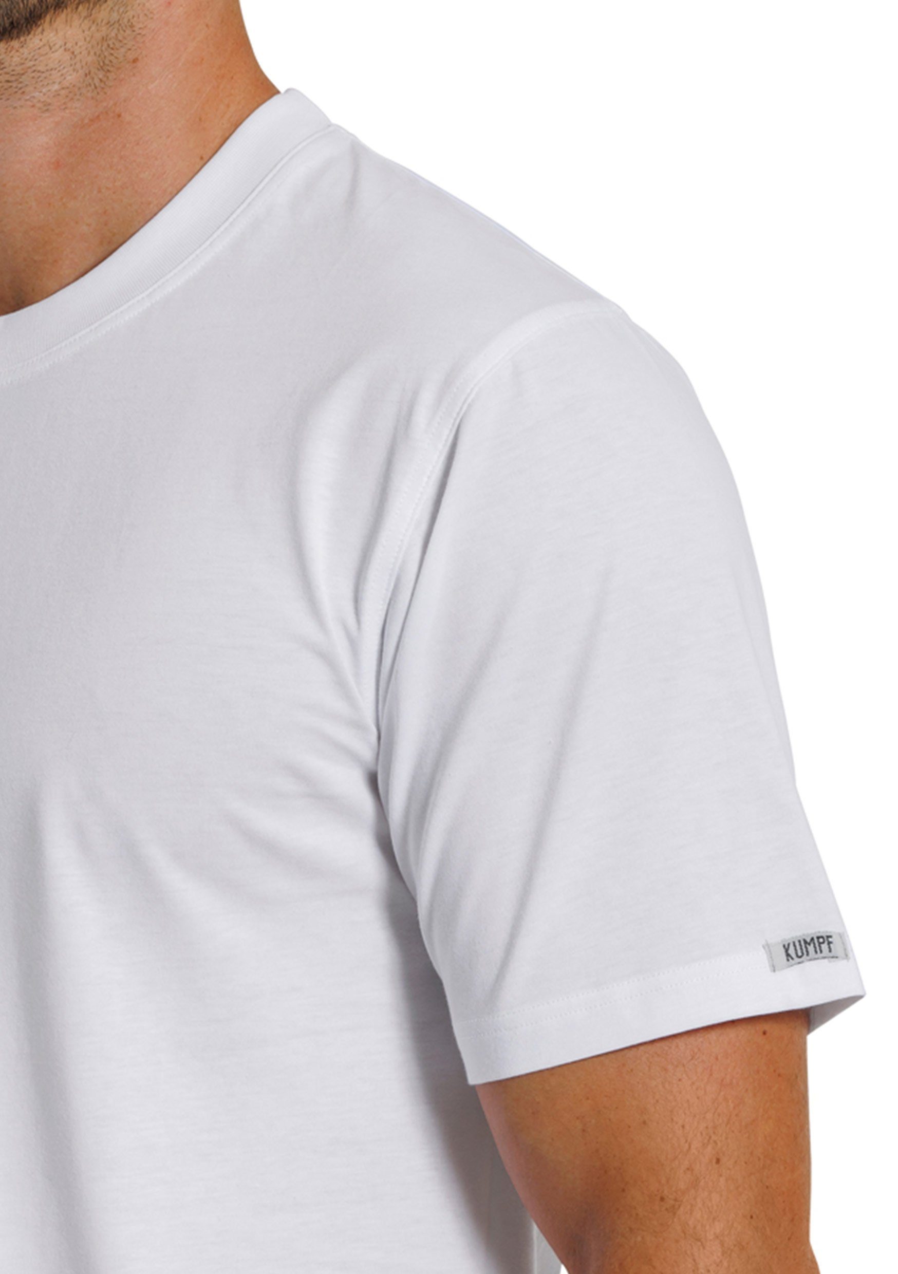 Bio 4-St) Unterziehshirt weiss Herren Cotton hohe T-Shirt Sparpack (Spar-Set, KUMPF 4er Markenqualität