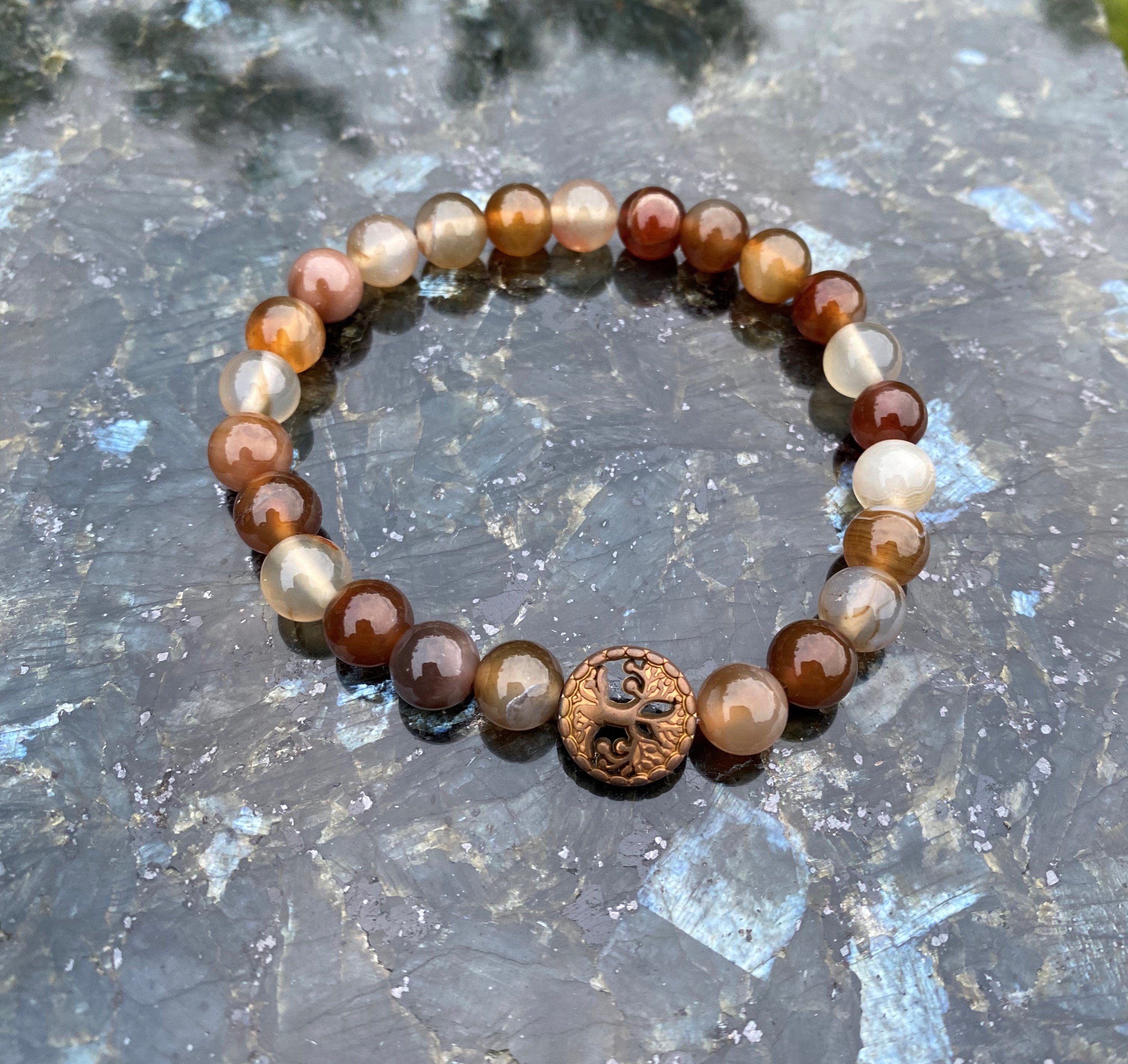 NAHLE Perlenarmband Lebensbaum Achat Naturstein Armband Baum des Lebens Arm günstig online kaufen