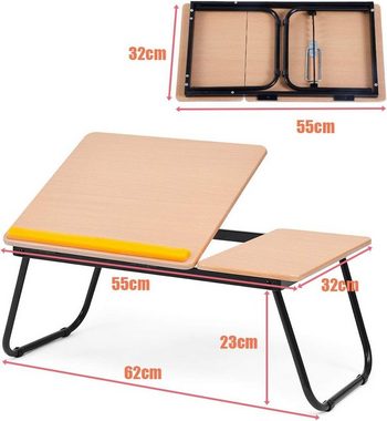KOMFOTTEU Laptoptisch Schreibtisch Bett, klappbar, höhenverstellbar, Betttisch