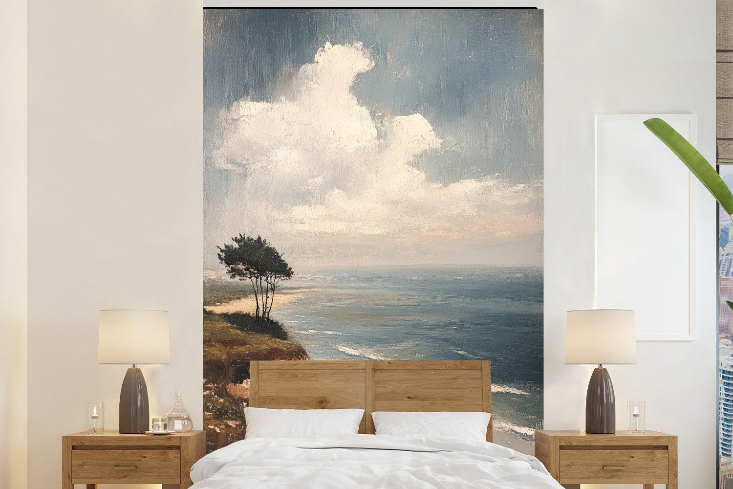 MuchoWow Fototapete Klippe - Meer - Baum, Matt, bedruckt, Vliestapete für Wohnzimmer Schlafzimmer Küche, Fototapete, 180x280 cm