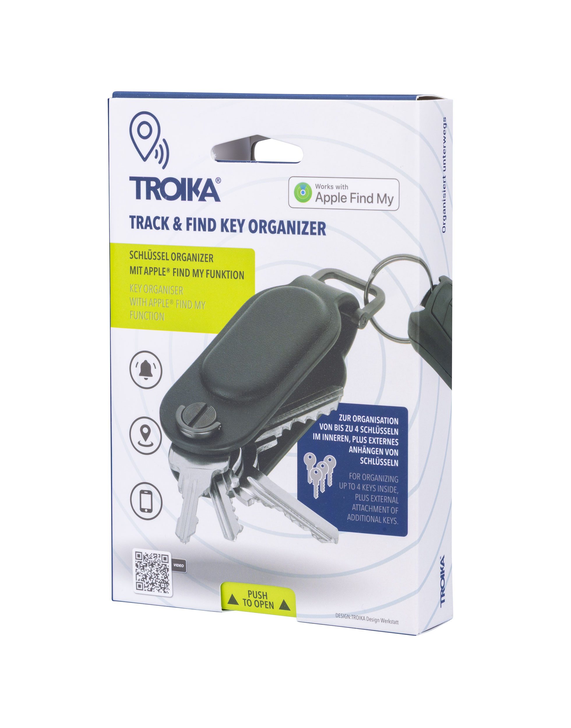 TROIKA Schlüsselanhänger TRACK & FIND, mit GPS Tracker Apple® Find My, Schlüssel Organizer, Key Organizer für 4 Schlüssel, Ortung per App, Metallöse & Kunstlede – Bild 5 von 5