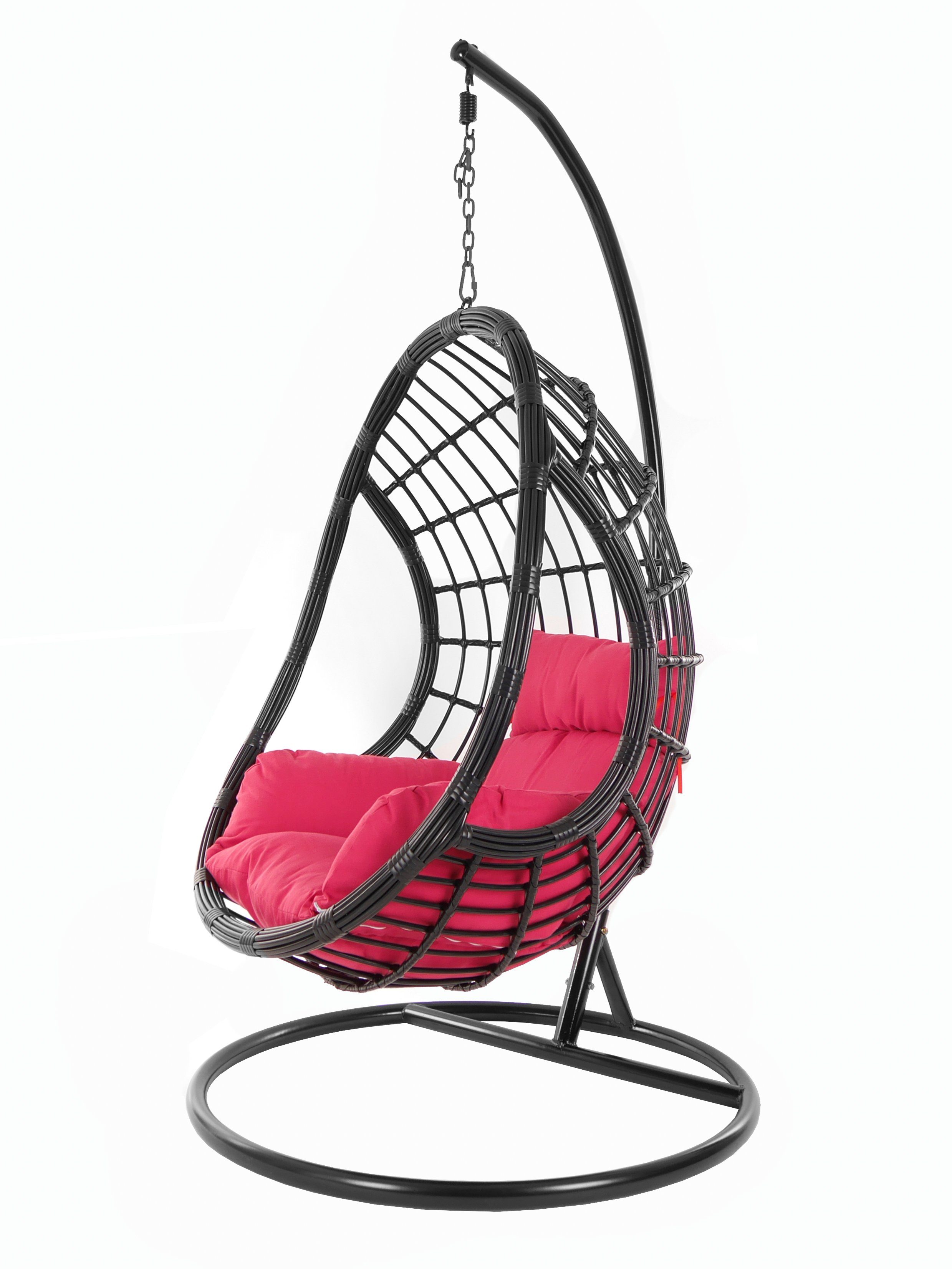 KIDEO Hängesessel PALMANOVA black, Schwebesessel, Swing Chair, Hängesessel mit Gestell und Kissen, Nest-Kissen pink (3333 hot pink)