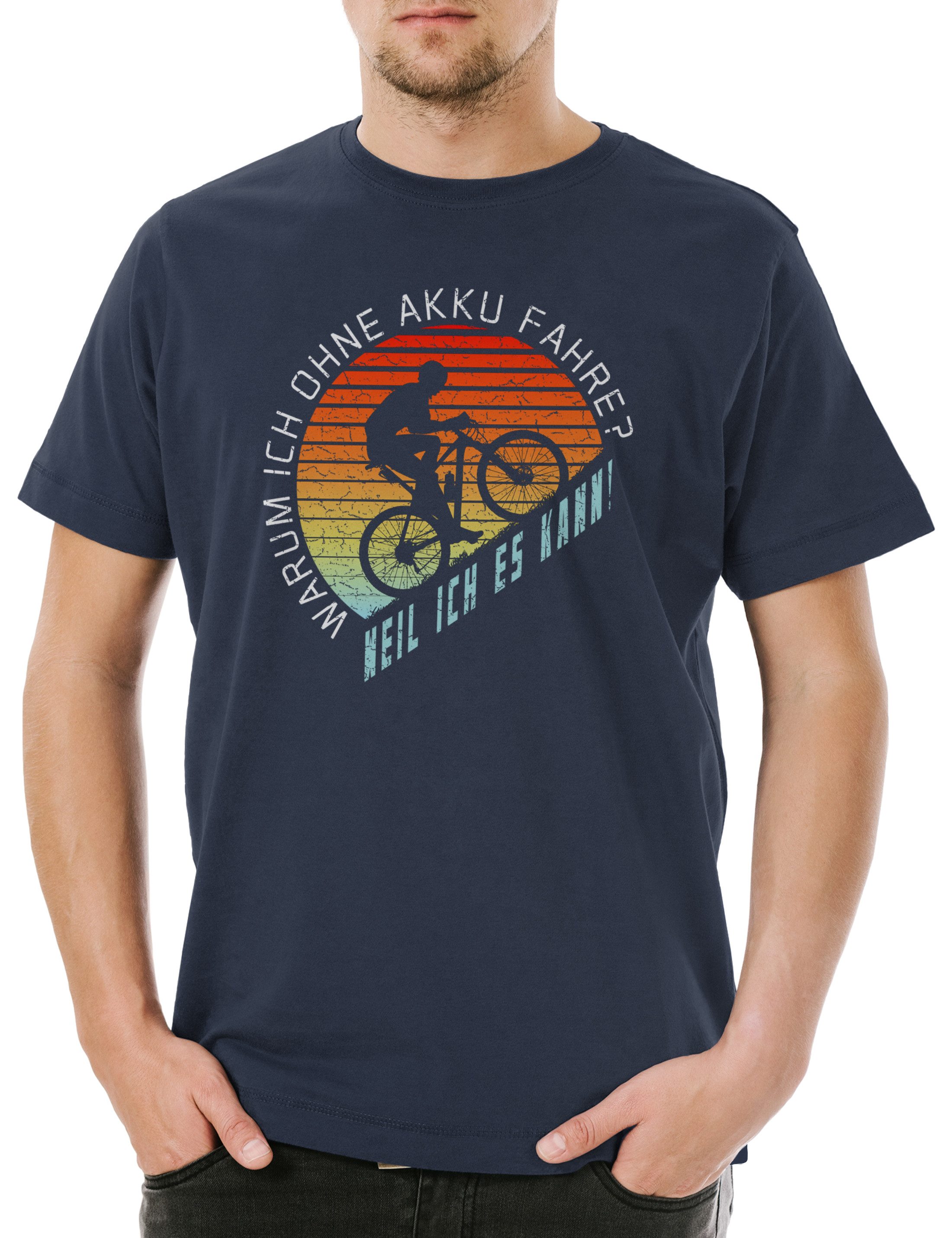 Urban Backwoods Print-Shirt Ohne Akku Herren T-Shirt Anti E-Bike Mountainbike Fun Fahrrad Rennrad (1-tlg) Sport MTB Downhill Fun
