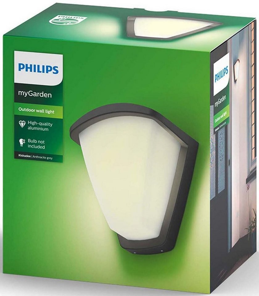 Philips Wandleuchte Kiskadee, LED wechselbar, Wandleuchte exkl LM 1x42W  Anthrazit