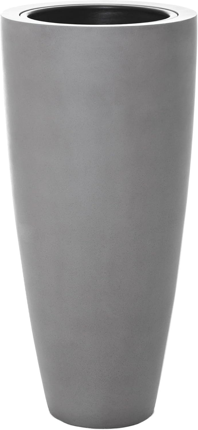 VIVANNO Pflanzkübel Fiberglas CITY Rund - Grau Beton-Design (1 St), 37x80 c günstig online kaufen