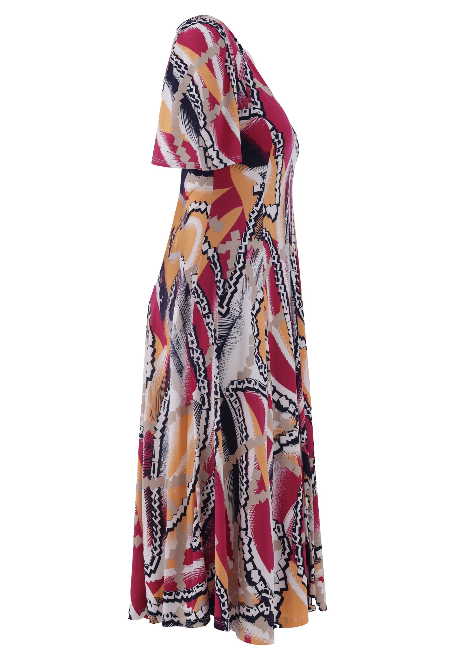YC Fashion & Style Sommerkleid mit Rückenausschnitt und lebendigem Muster Alloverdruck