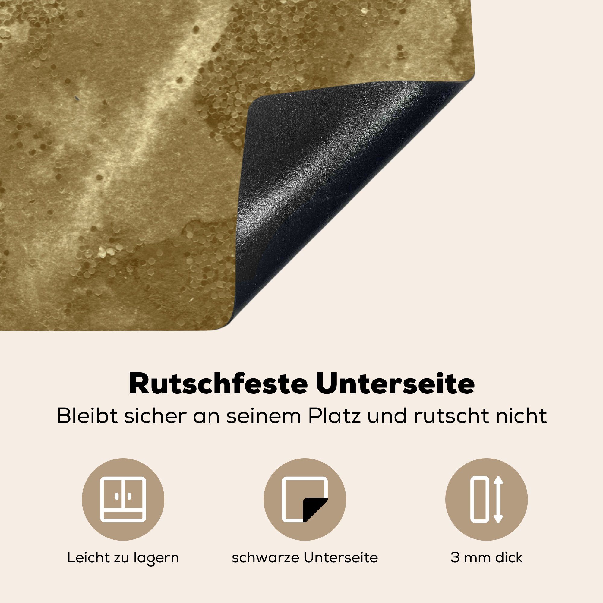 cm, Vinyl, 81x52 Induktionskochfeld (1 tlg), Ceranfeldabdeckung MuchoWow Farbe - Luxus, für Herdblende-/Abdeckplatte - Schutz küche, die Gold