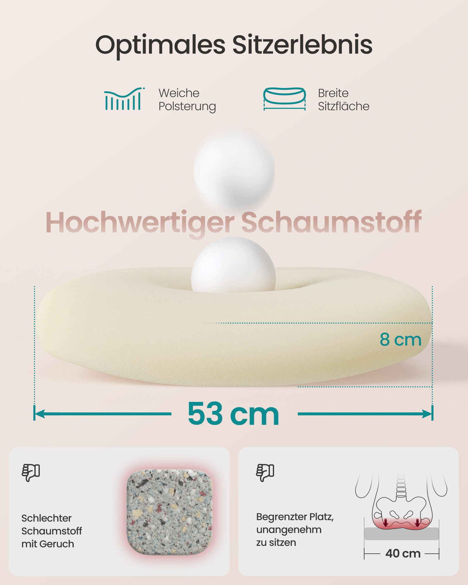 SONGMICS Bürostuhl ergonomischer Drehstuhl mit Mesh, Lendenstütze, Wippfunktion, mit Kopfstütze, 53 cm breite Sitzfläche und klappbaren Armlehnen – Bild 5 von 5