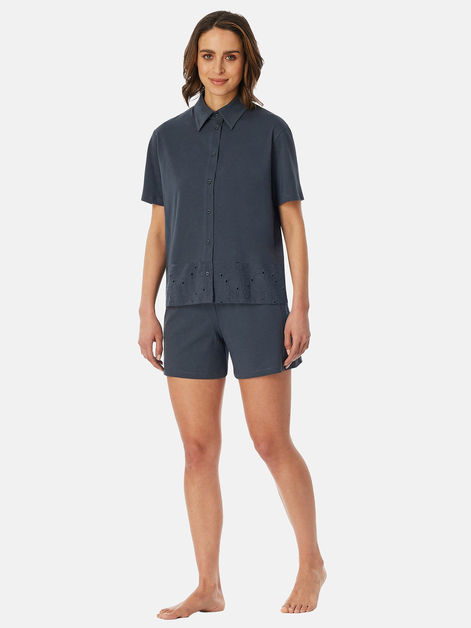 Schiesser Shorty Casual Nightwear (2 tlg) leichter Schlafanzug Kurz