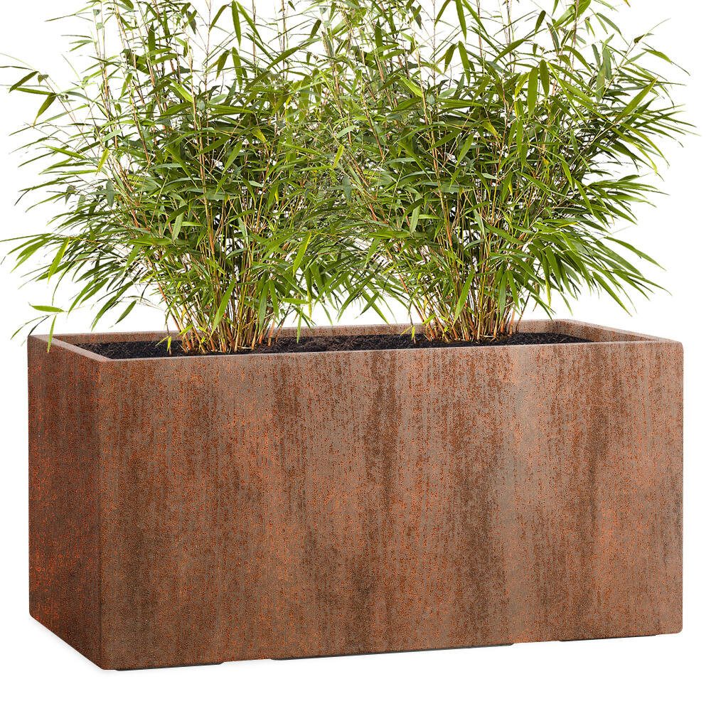 Pflanzwerk® Pflanzkübel TUB Premium Fiberglas Blumenkübel Frostbeständig mit Lotus-Effekt, Fiberglas - Handgefertigt - Rechteckig - Frostbeständig