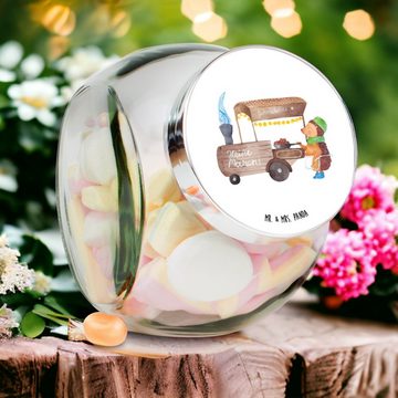 Mr. & Mrs. Panda Vorratsglas L 870ml Igel Maronen - Weiß - Geschenk, Advent, Winter, Weihnachtsdek, Premium Glas, (1-tlg), Eigene Motive