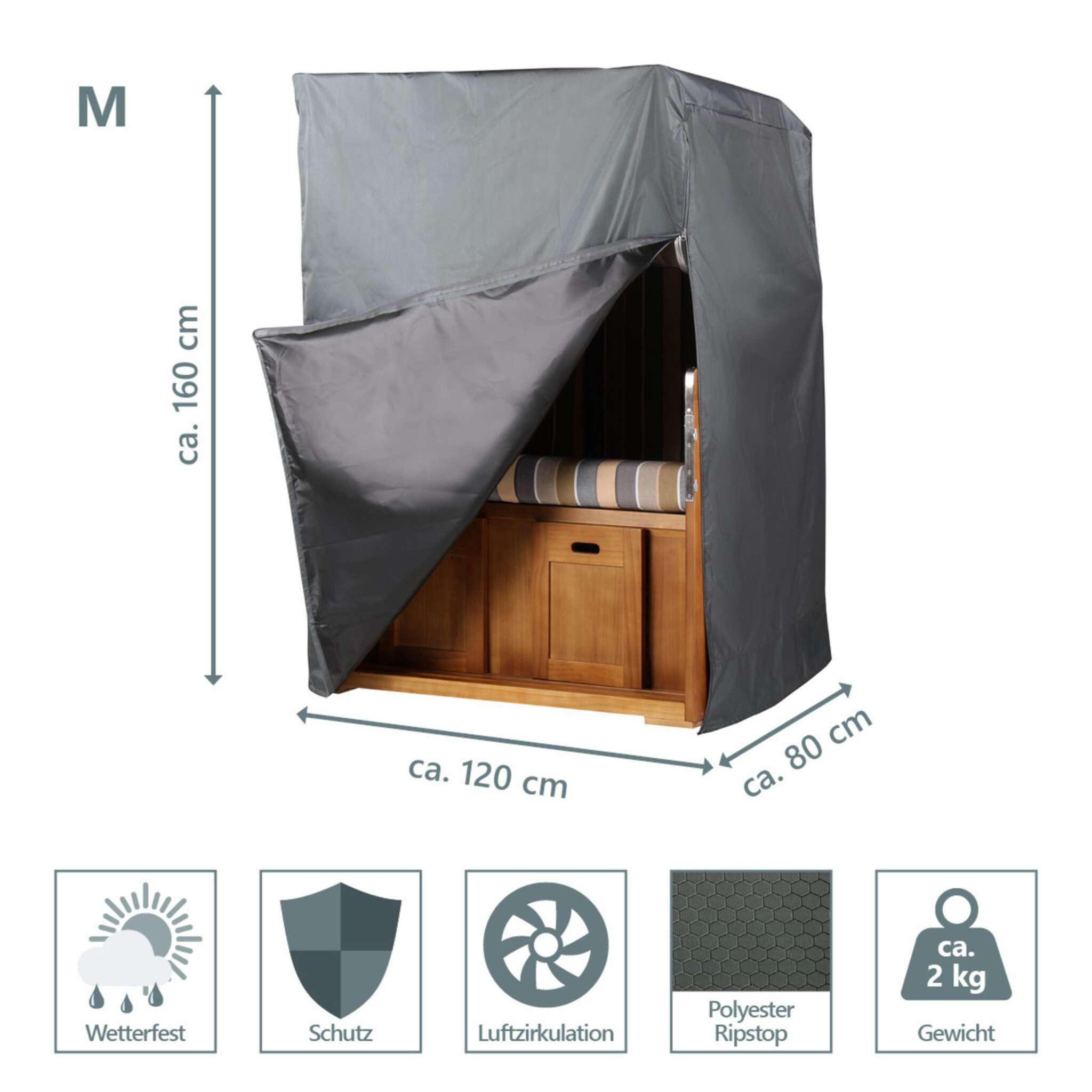bene living Strandkorb-Schutzhülle Prestige Protect - Größe M (Outdoor-Set, 1-St., Strandkorb-Schutzhülle inkl. Aufbewahrungstasche), UV-beständig, witterungsbeständig, atmungsaktives Polyestergewebe