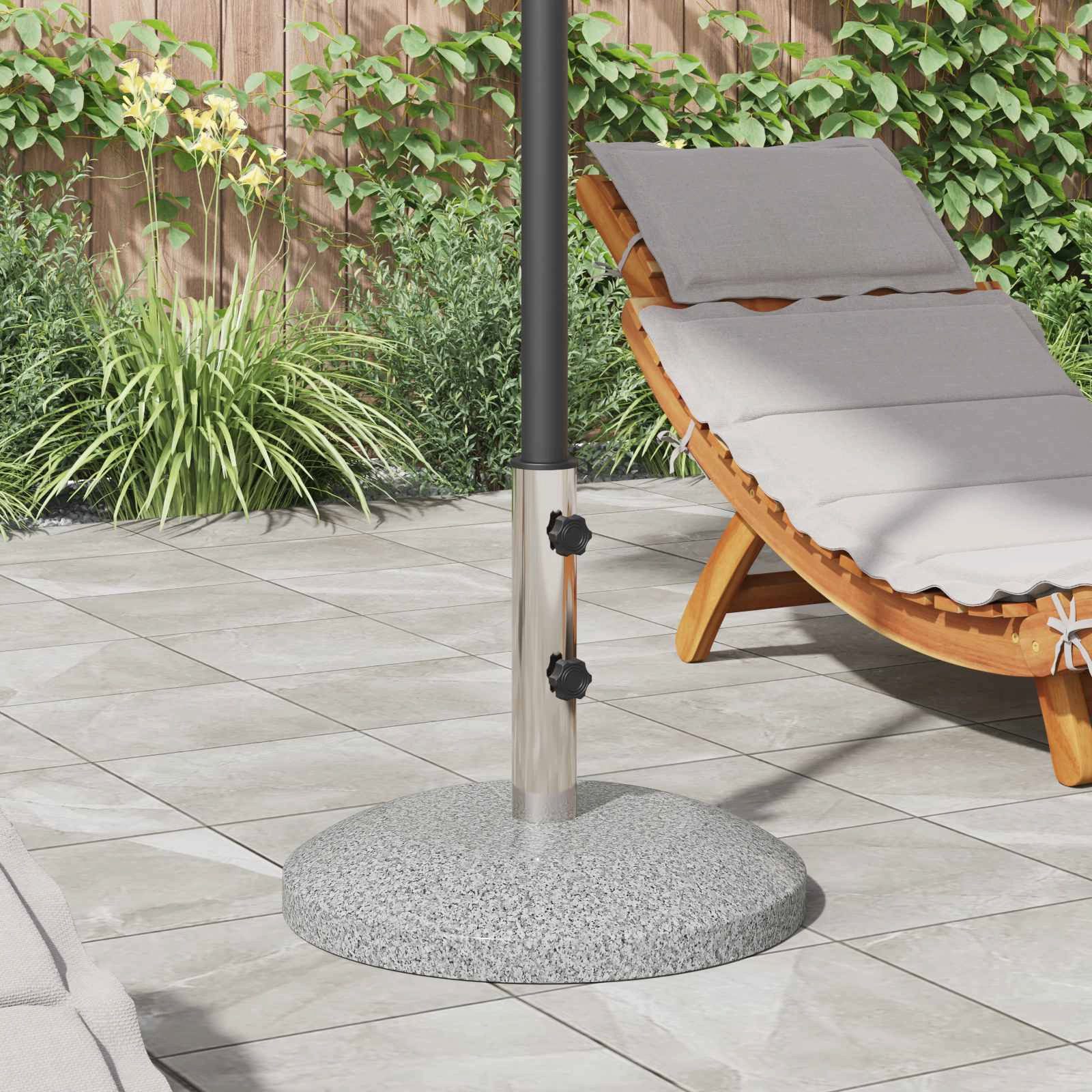 vidaXL Schirmhalter Parasol Fußrohr 0.63 kg Natürlicher Edelstahl Edelstahl, 1 tlg.