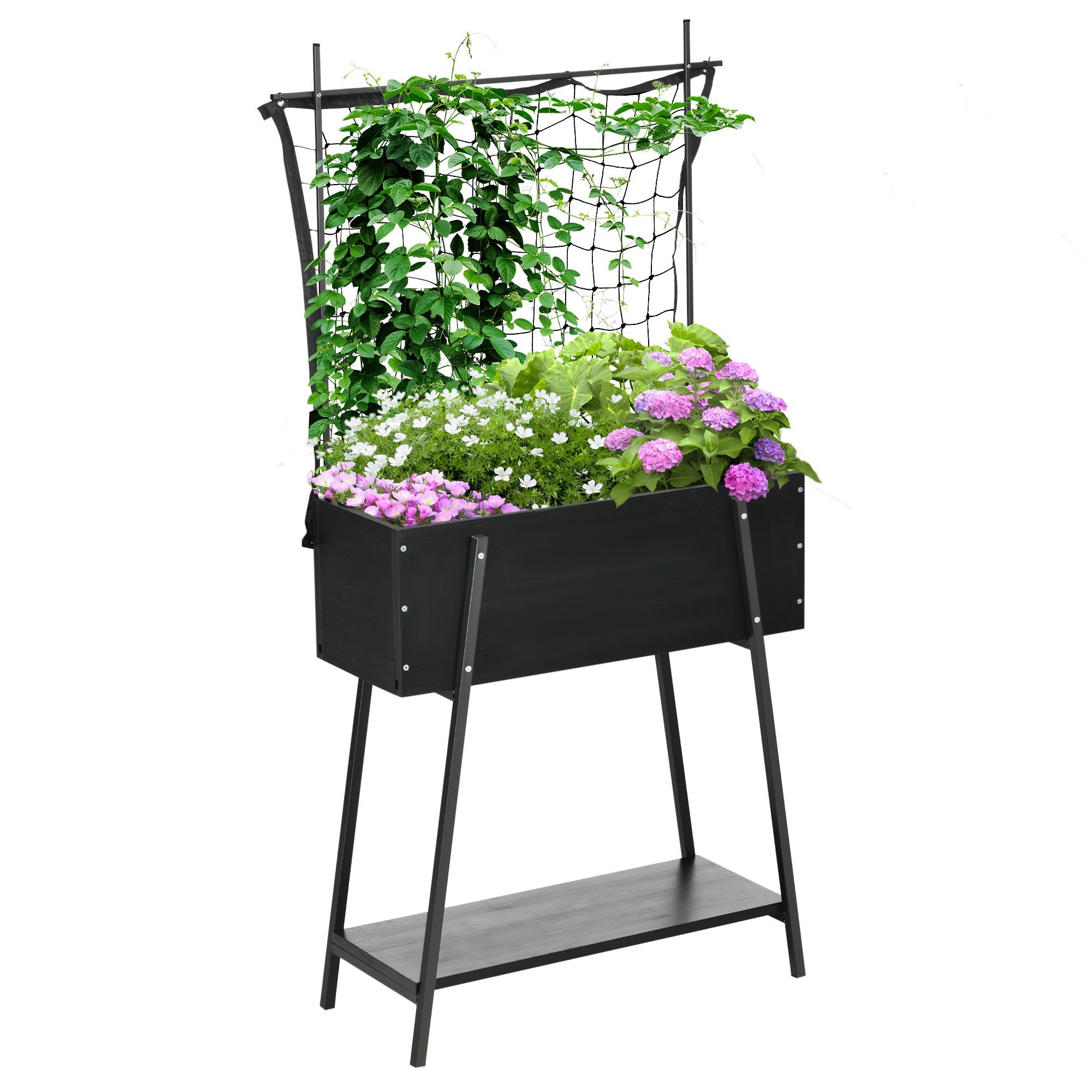 Outsunny Hochbeet mit Rankhilfe, inkl. 1 Ablage (Set, 1 St., Hochbeet