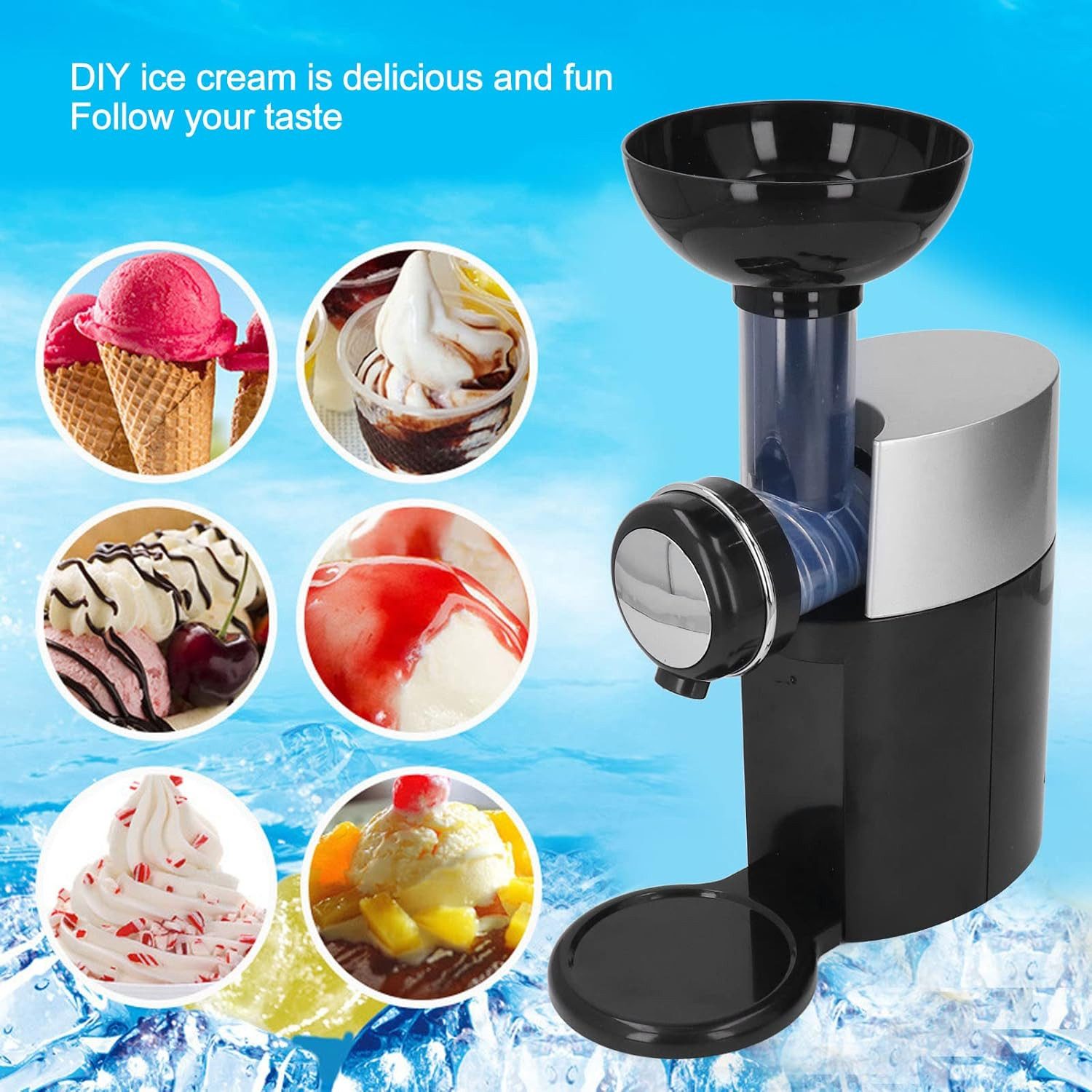 ibettertec Eismaschine Eismaschine,Eisbereiter,Softeismaschine für Zuhause, Ohne Kompressor,Inklusive Rezeptheft,für Eiscreme, Speiseeismaschine