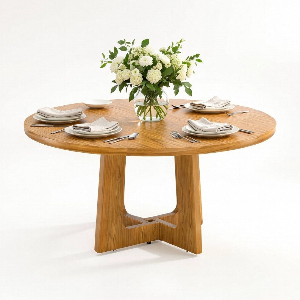 TWSOUL Esstisch Runder Esstisch 120 cm, Küchentisch für Esszimmer Wohnzimmer, Holztisch für 4 Personen