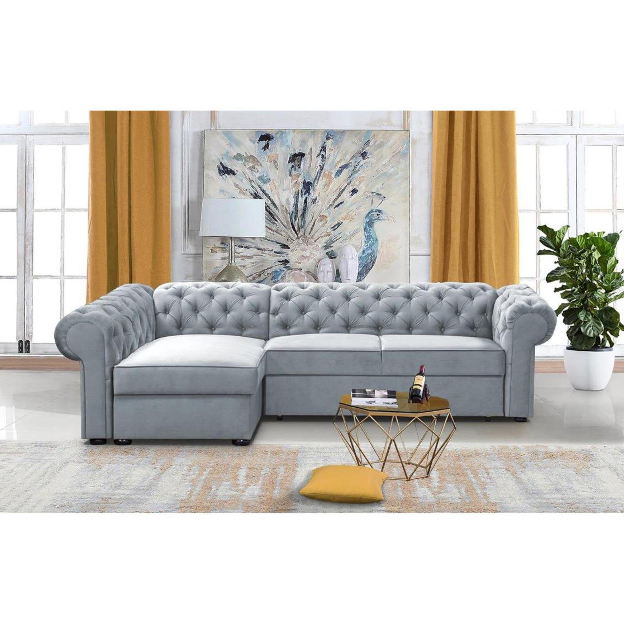 Beautysofa Polsterecke Chester L, L-Form Ecksofa aus Velour, Ottomane recht günstig online kaufen