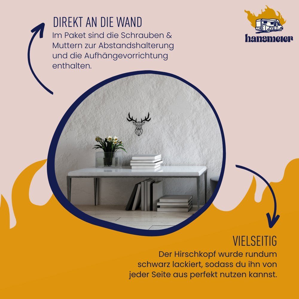 Hansmeier Wanddekoobjekt Wanddeko aus Metall, für Außen & Innen, Motiv Hirschkopf – Bild 3 von 5