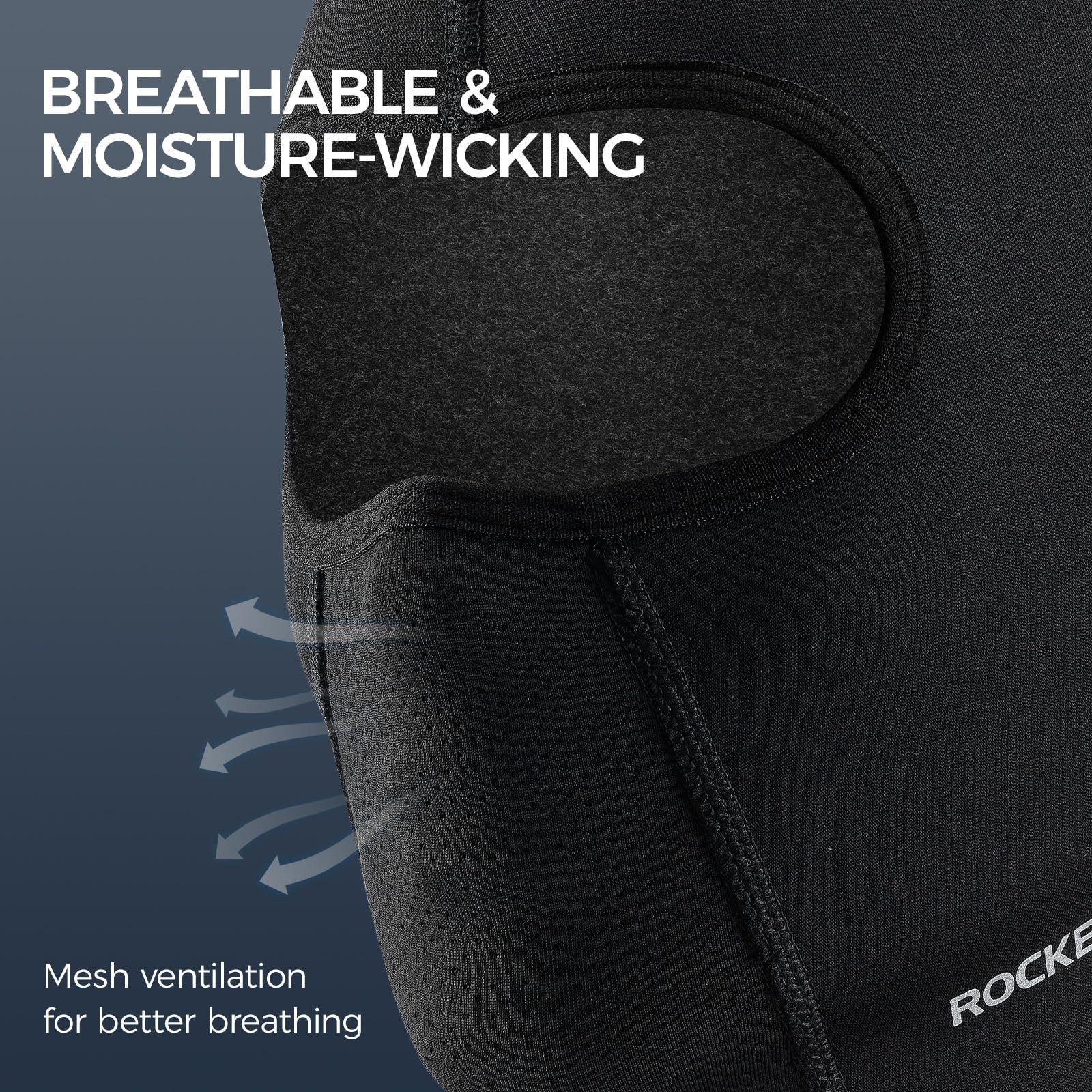 ROCKBROS Sturmhaube Motorrad Skimaske Sturmmaske Warm Fahrrad Winddicht 54-62CM