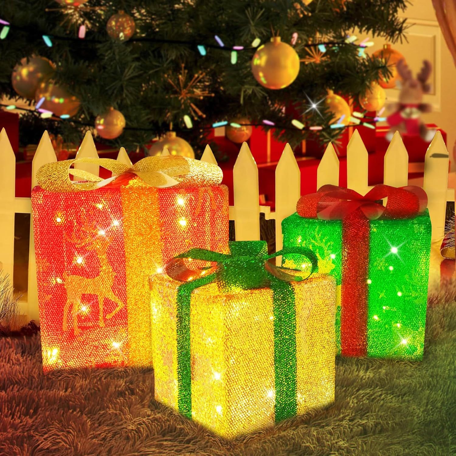 ZMH LED Dekolicht 3ER Set LED Geschenkbox Weihnachtsdeko 8 Modi mit Fernbed günstig online kaufen