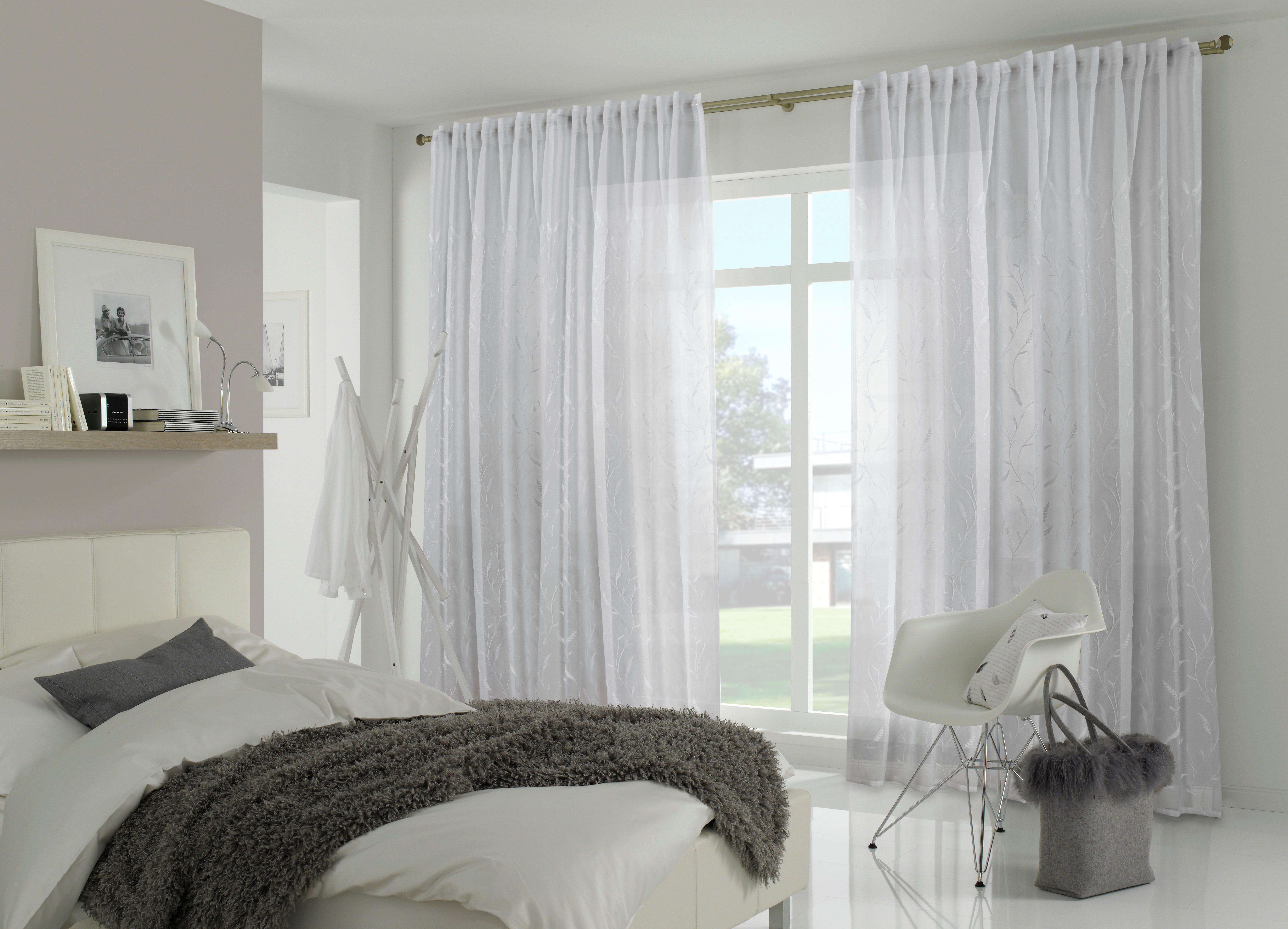 Sehlbach Gardine Schal Dolly-Voile Ranke (1 St), Schlaufen, blickdicht, mit Gardinenband und verdeckten Schlaufen – Bild 3 von 5