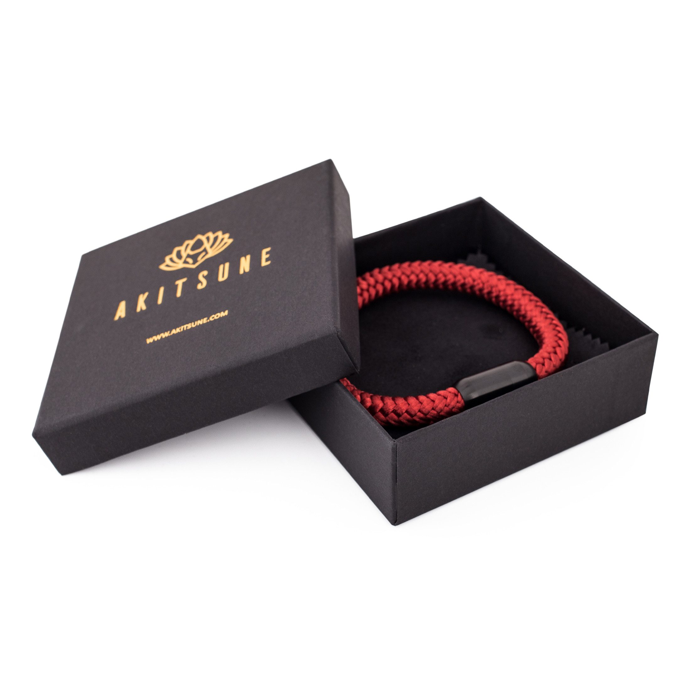 Akitsune Armband Portus Segeltau-Armband Schwarz-Weinrot 19cm