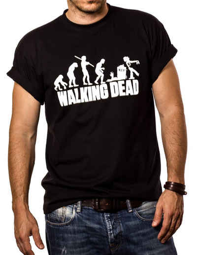 MAKAYA Print-Shirt Zombie Evolution Gamer T-Shirt Herren Walking Dead Nerd Männer mit Druck, aus Baumwolle