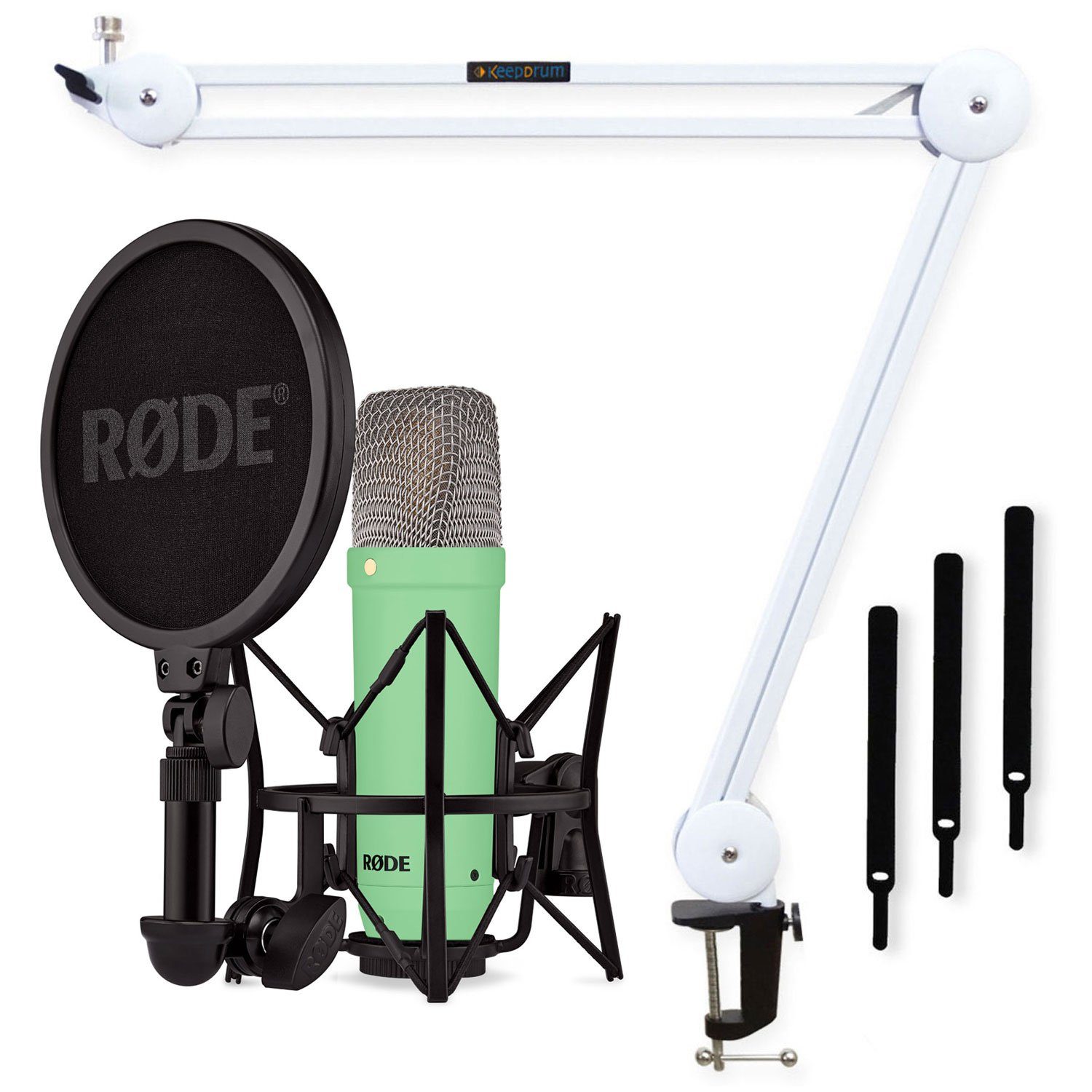 RØDE Mikrofon NT1 Signature Green (Studio-Mikrofon Grün), mit Gelenkarm Weiss