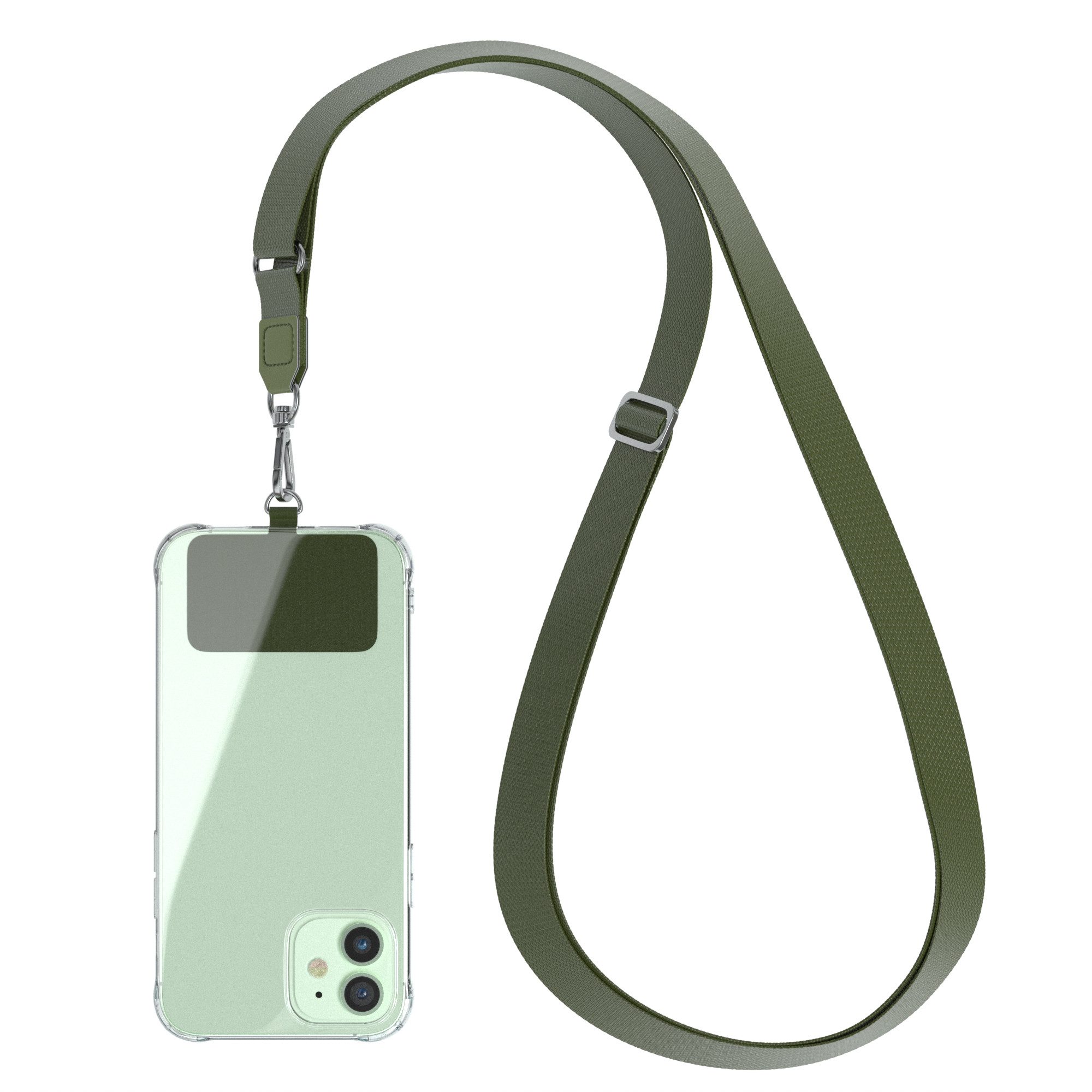 EAZY CASE Handykette Universal Handykette mit Breitband, Universal Handykette Band Chain Kordel wechselbar mit Karabiner Grün