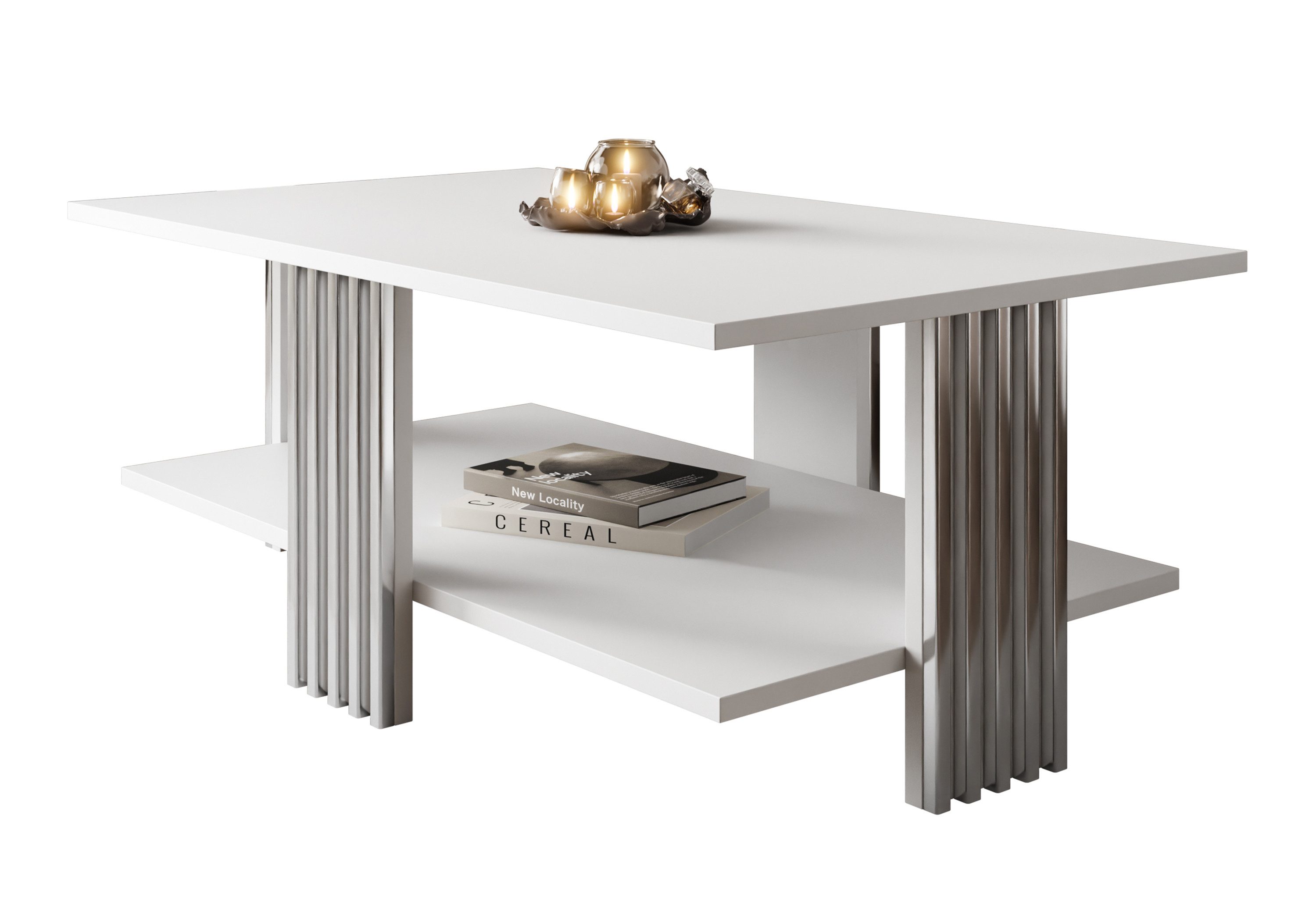 Lookway Couchtisch SAPHIRA SILVER mit Ablage