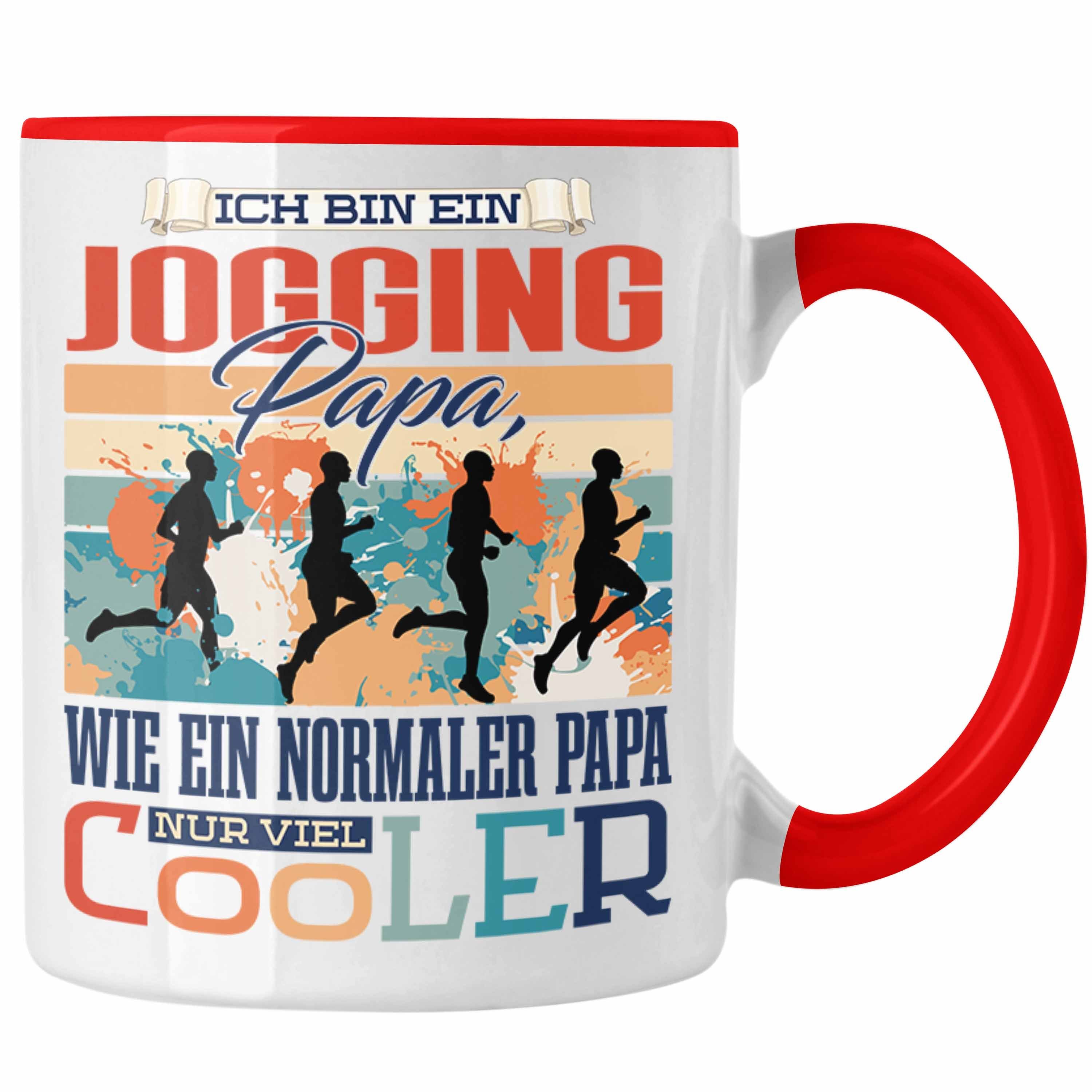 Trendation Tasse Trendation - Jogging Papa Tasse Geschenk Vater Geschenkidee zum Vatert Rot