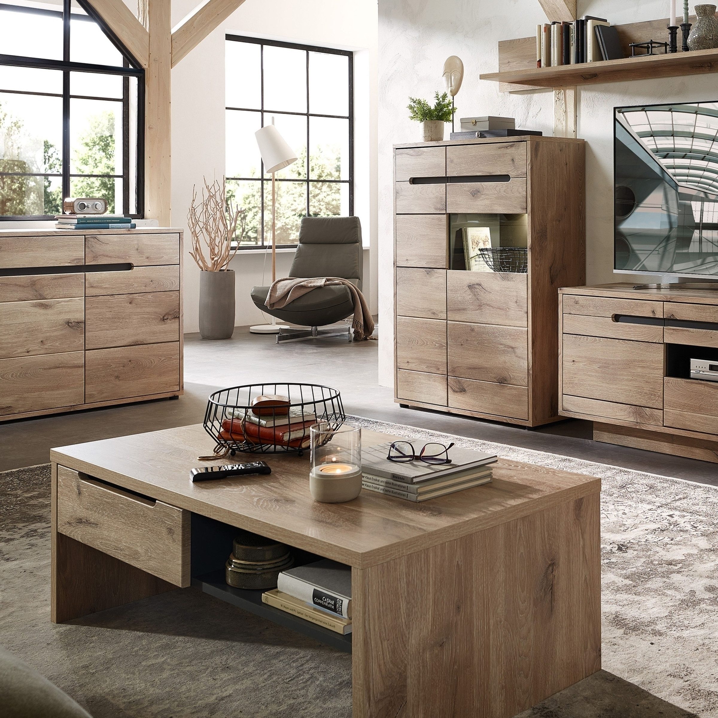 Innostyle Couchtisch in Viking Oak Dekor, MDF, Spannplatte - 110x41x65cm (BxHxT)