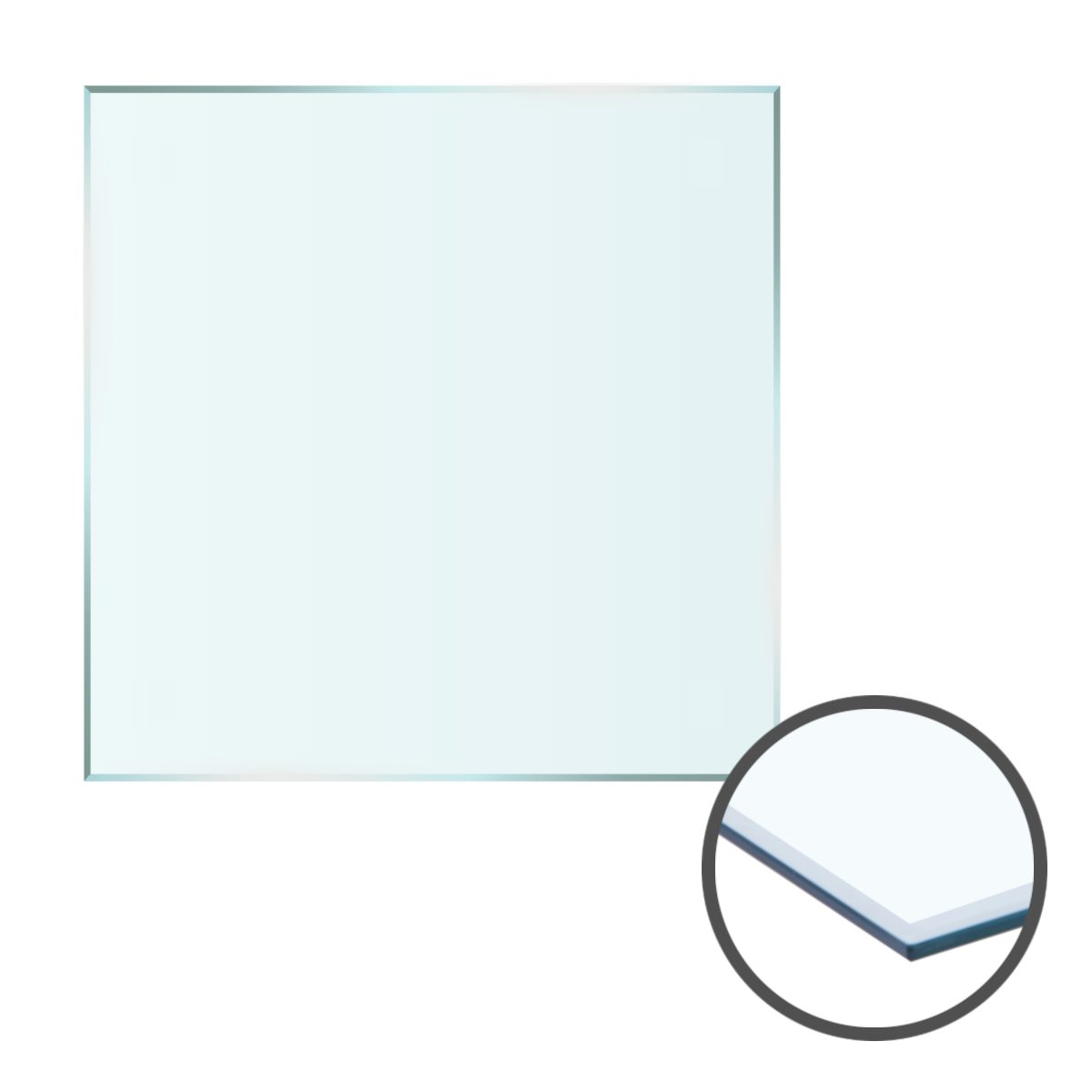 80x80 Tischplatte mit quadratisch HOOZ Facettenschliff, Glasplatte cm Klarglas